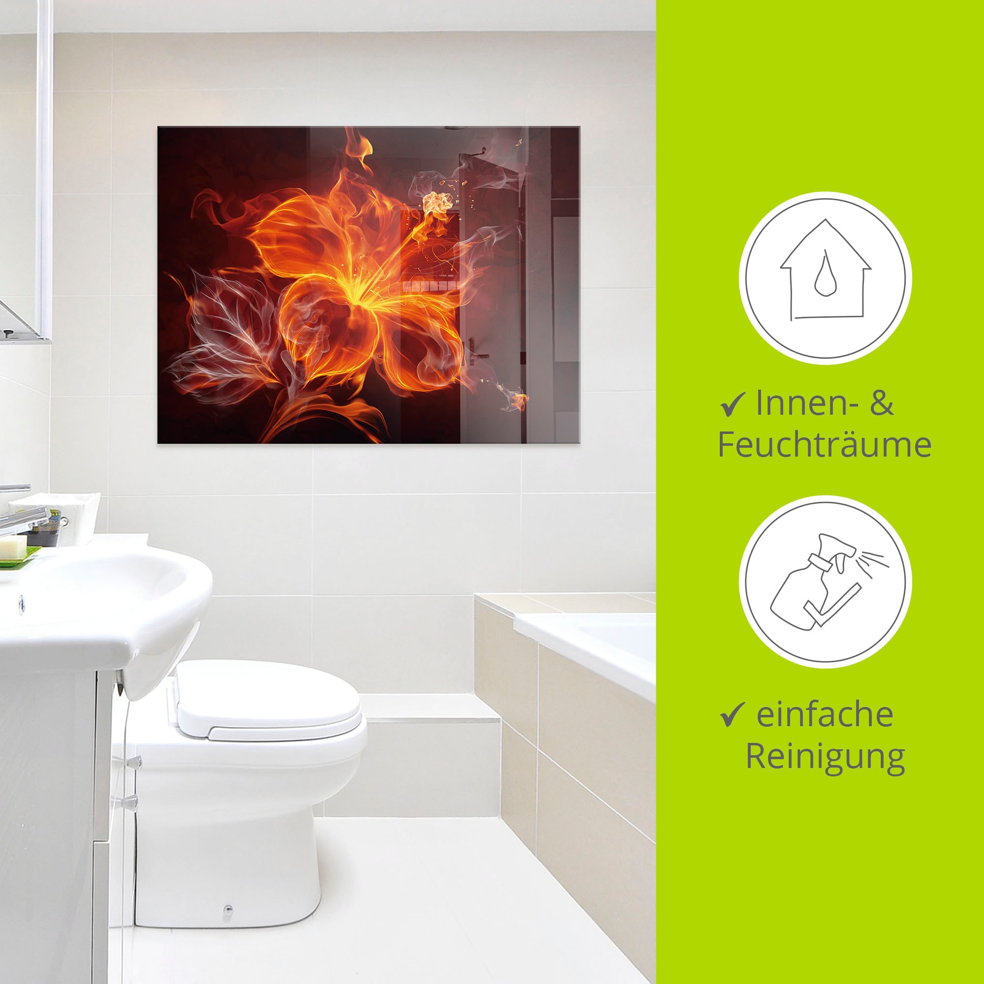 Artland Tableau en verre »Feuerblume« 1 cuis tlg. in verschiedenen Grössen