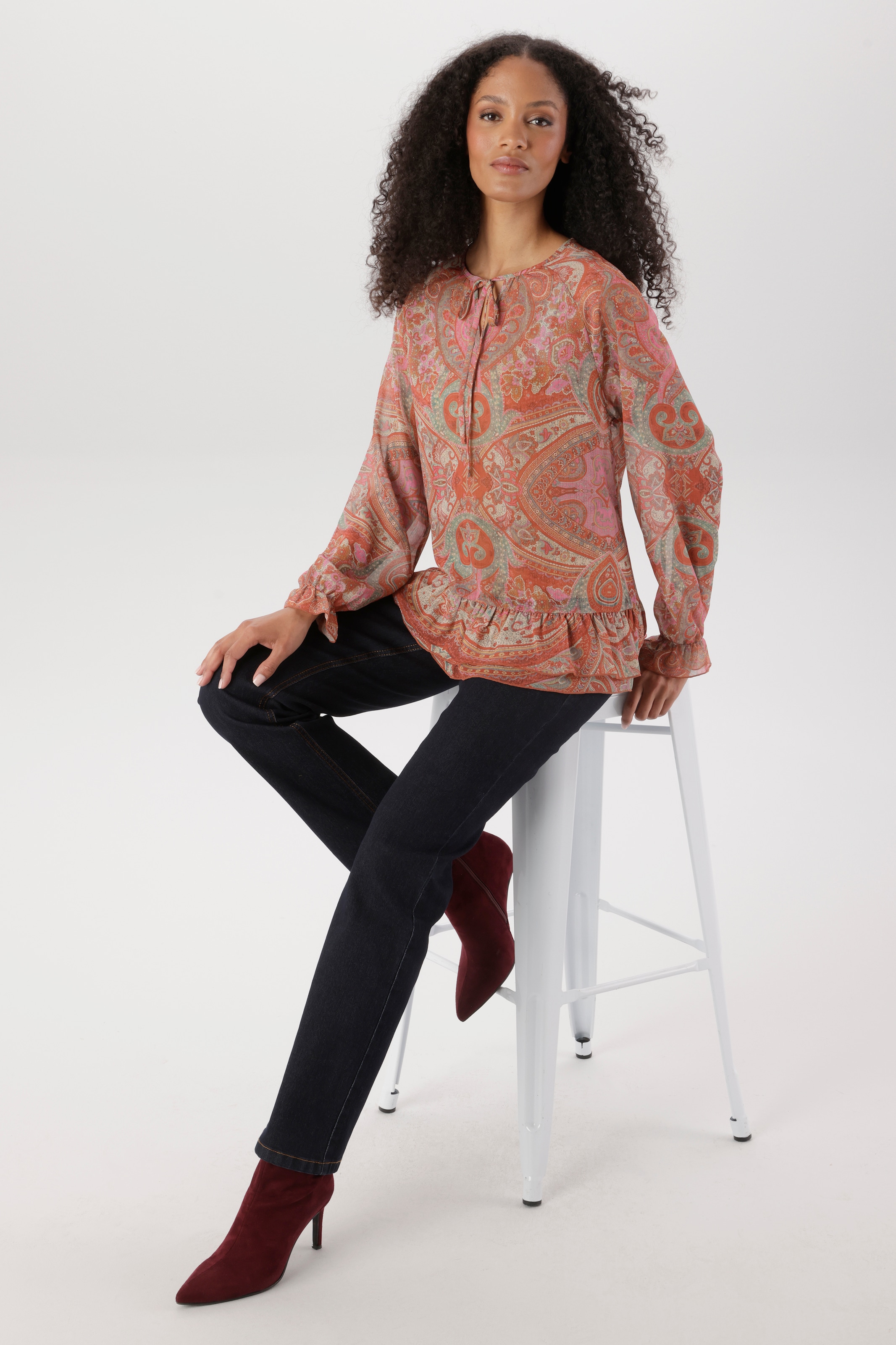 Aniston SELECTED Schlupfbluse aus leicht transparentem Chiffon - NEUE KOLLEKTION