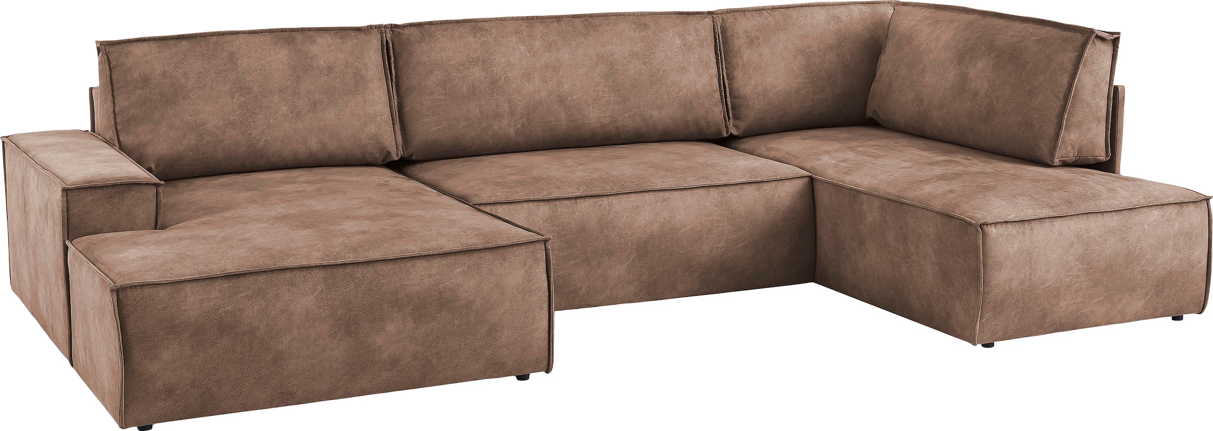 GOODproduct Paysage de salon »SHERWOOD Vintage Lederoptik U-Form, 329 cm« Fonction couchage avec coffre-lit (194x139 cm), velours côtelé, vintage, velours