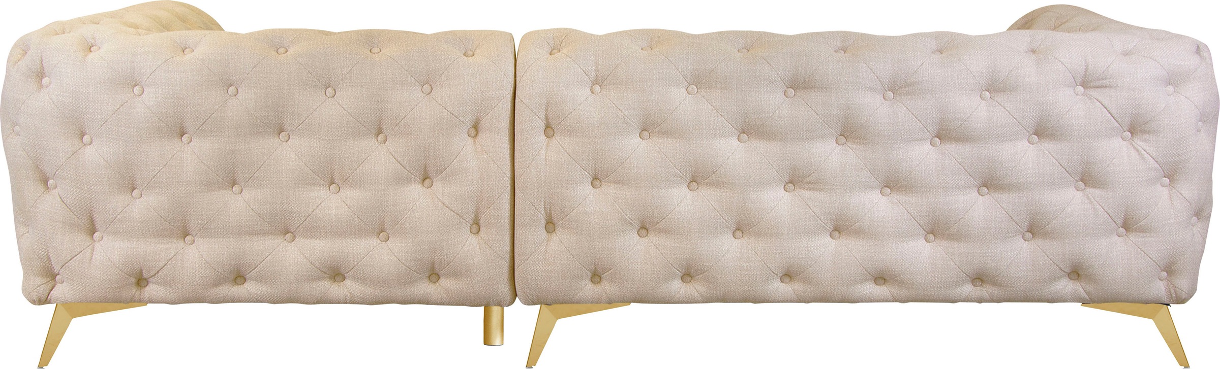 Home affaire Canapé Chesterfield »Ecksofa GLYNIS L-Form mit Wellenunterfederung, Masse B/T/H 264/204/75cm« boutonnage soigné, look Chesterfield moderne, couleur des pieds au choix