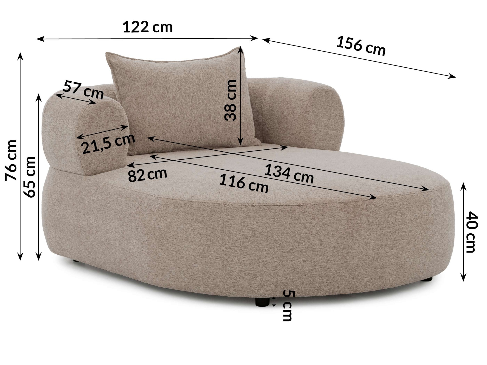 Home affaire XXL-Sessel »LUSSAC Loveseat extra tief, grosse Sitzfläche, Masse B/T/H: 123/158/78cm« hoher Sitzkomfort und modernes Design, Sofa ohne Bettfunktion