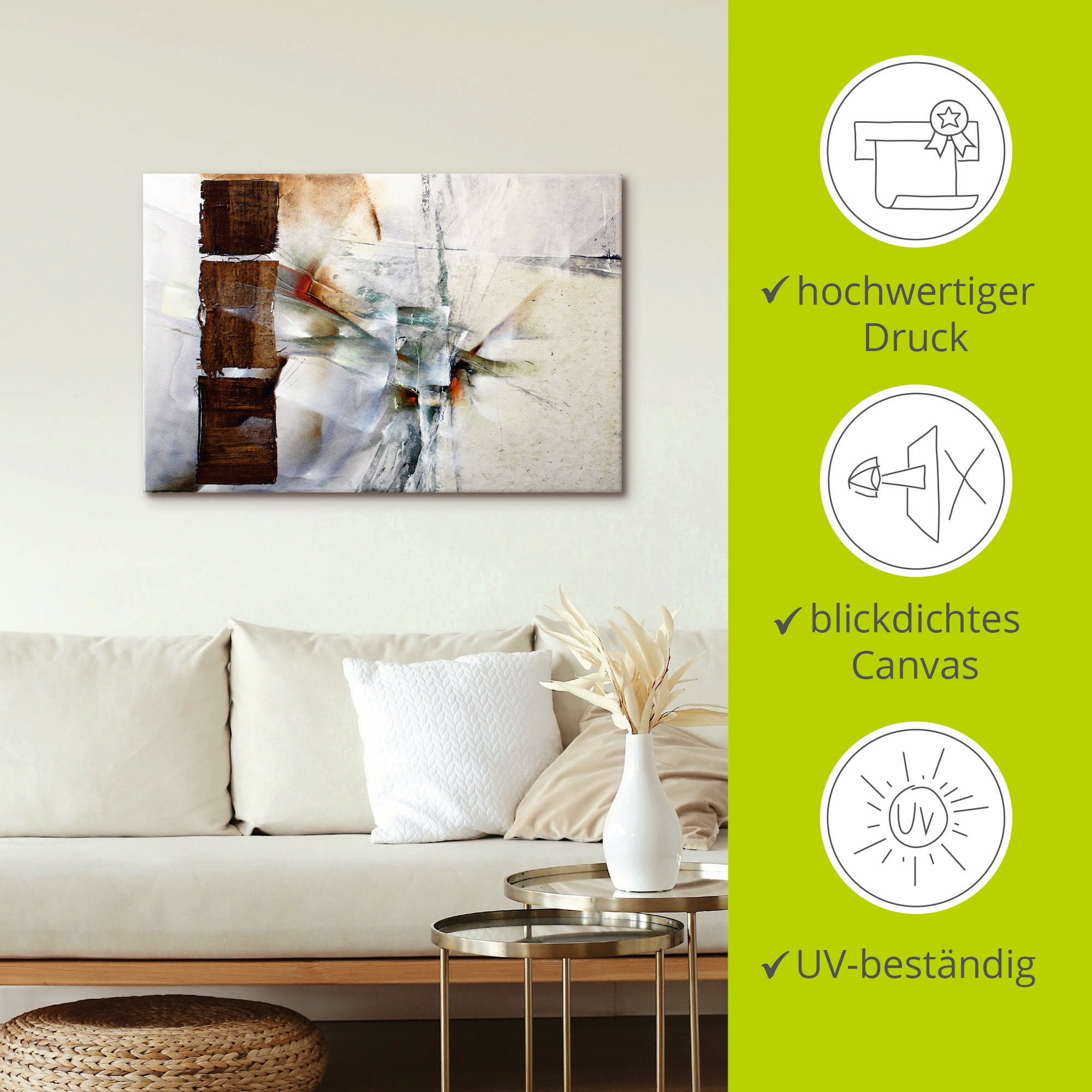 Artland Leinwandbild »Abstrakte Komposition in weiss« Gegenstandslos 1 Stk. tlg. auf Holzrahmen gespannt