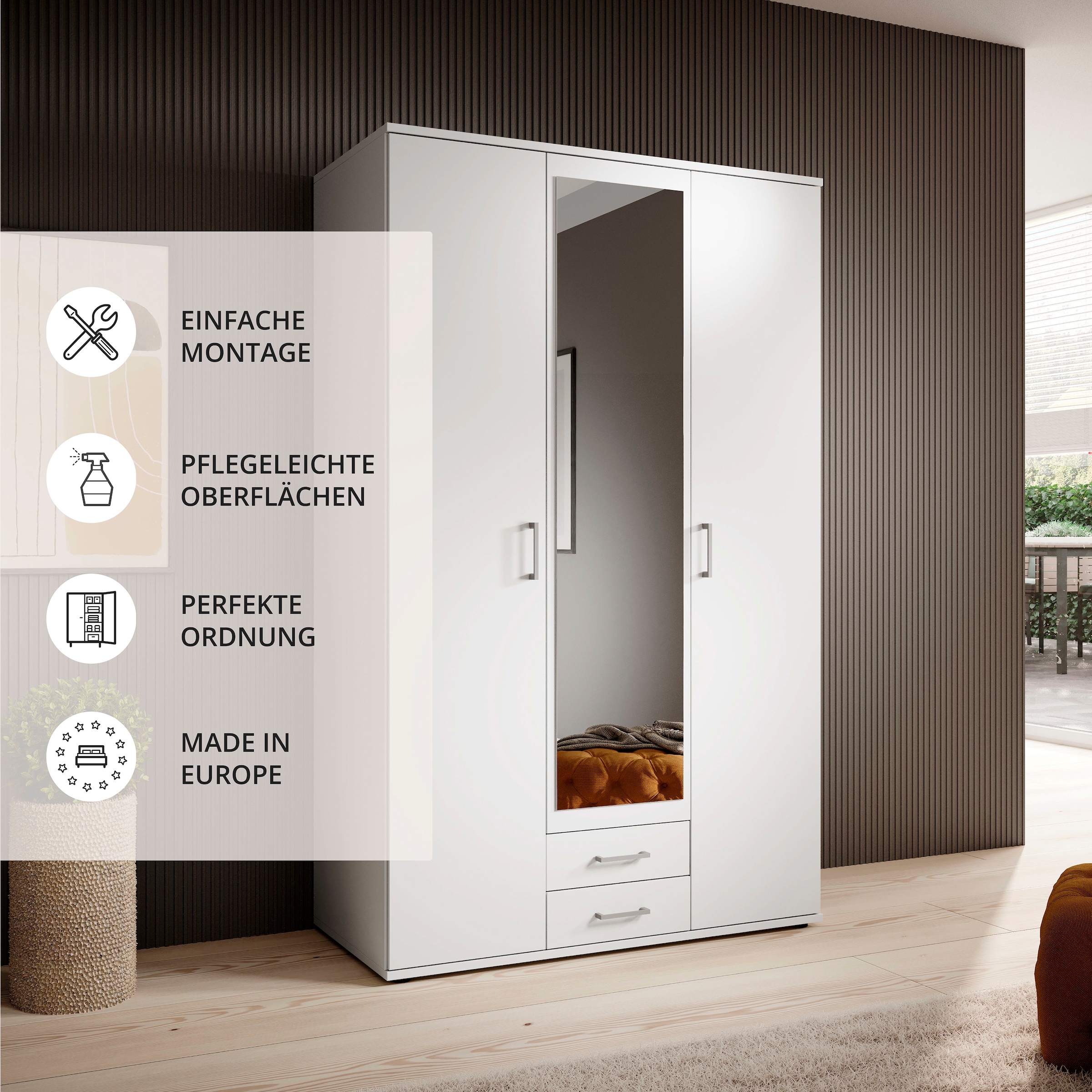 Schlafkontor Armoires à vêtements »Karl Drehtürenschrank Schlafzimmerschrank mit Spiegel Garderobe« in 2 Breiten, mit zusätzlichen Einlegeböden TOPSELLER