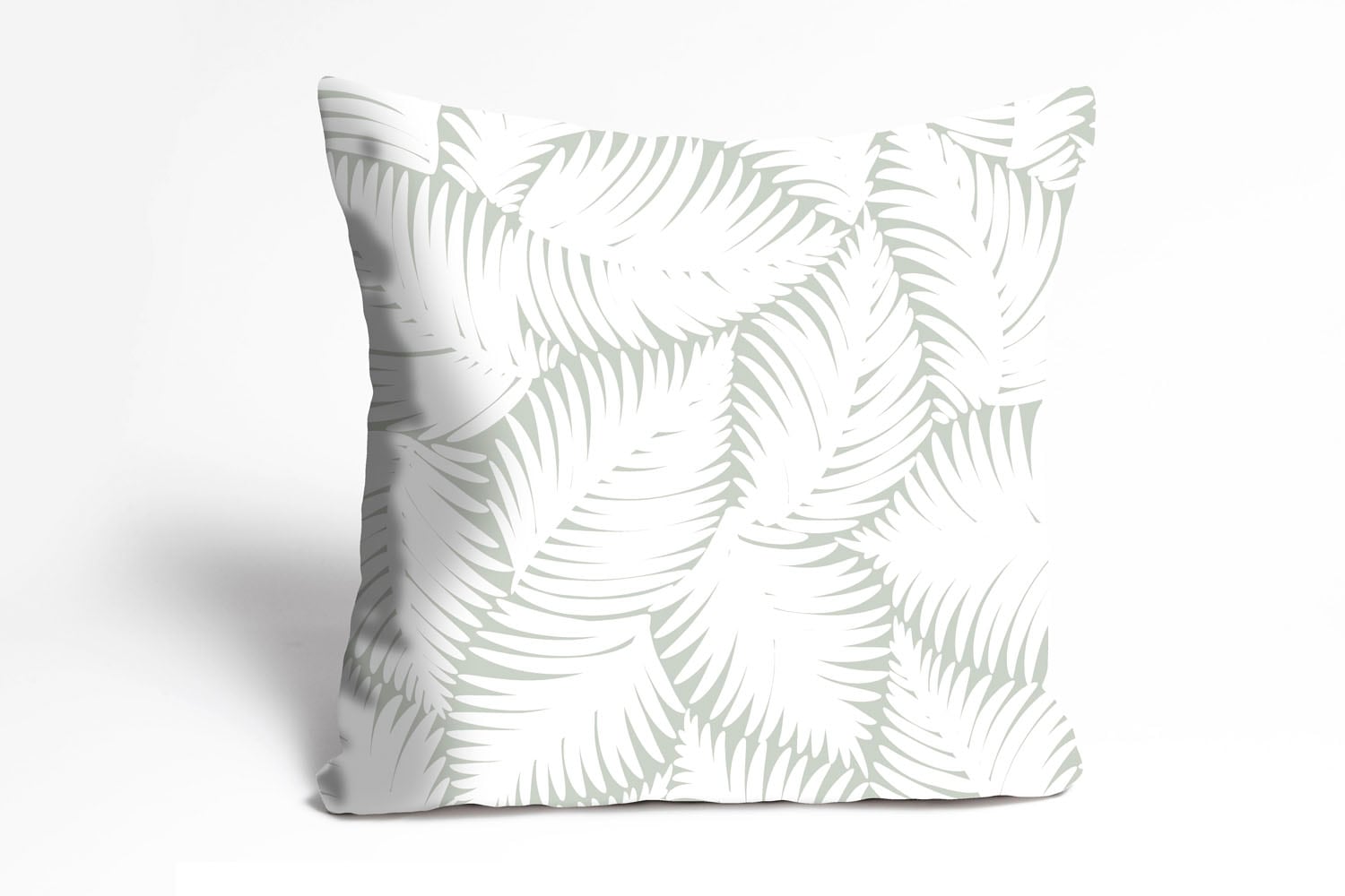 queence Coussin décoratif »Ika« Kissenhülle,Weisse Farnblätter,Natur,Botanisch,Zart,Elegant