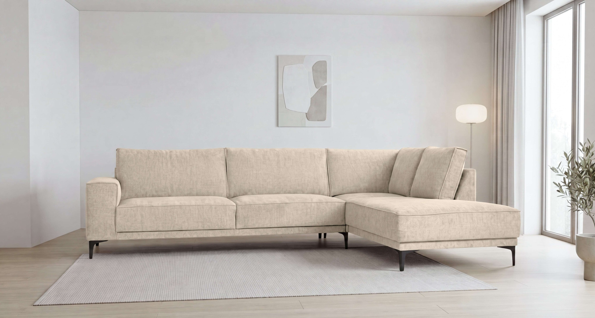GOODproduct Ecksofa »OLAND L-Form, B: 289 cm, Skandi-Design, Chenille-Bezug« Struktur, Flachgewebe, Luxus-Microfaser, Boucle