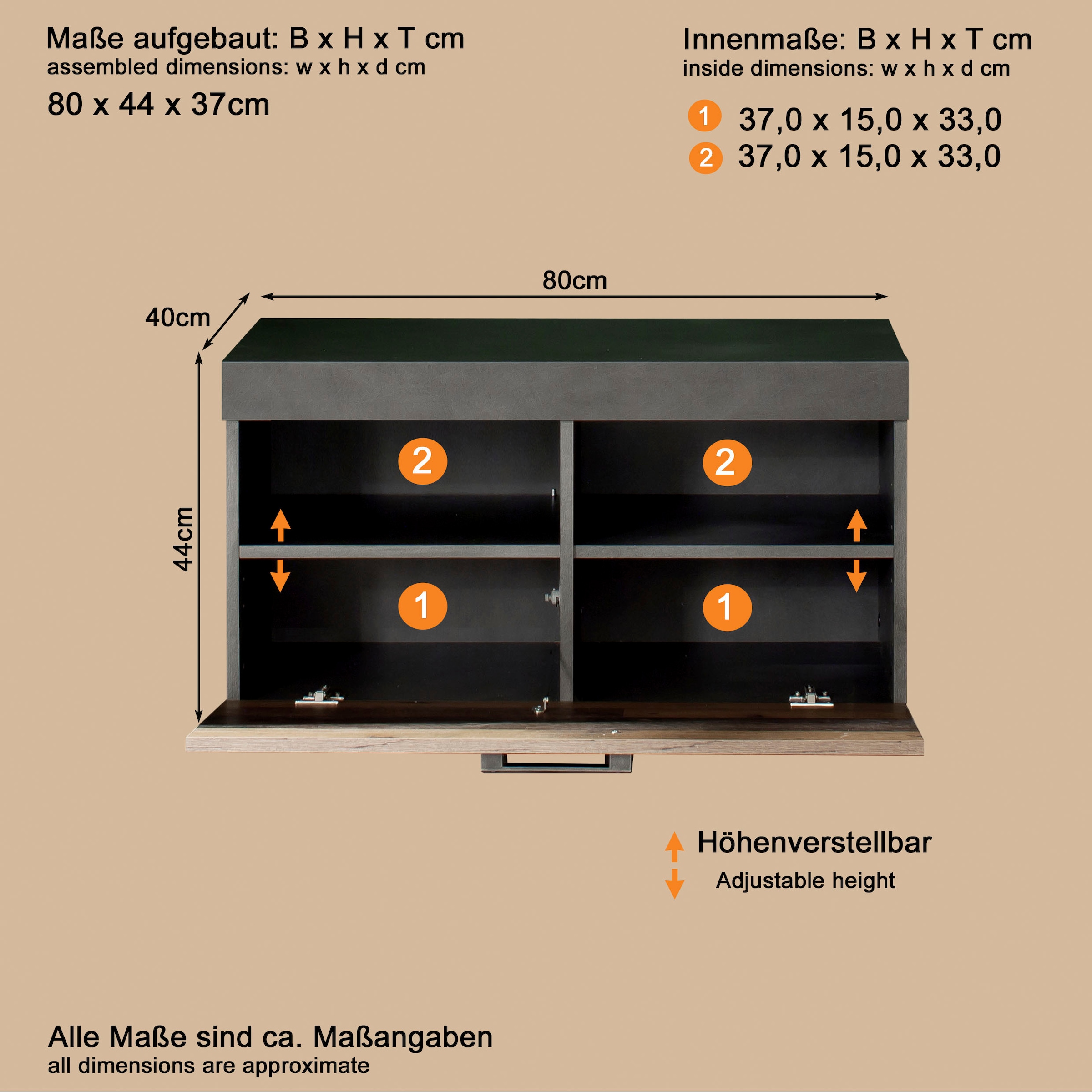 Home affaire Sitzbank »Ilana« Sitzbank mit Klappe & Stauraum - (B/T/H) 80/37/45 cm