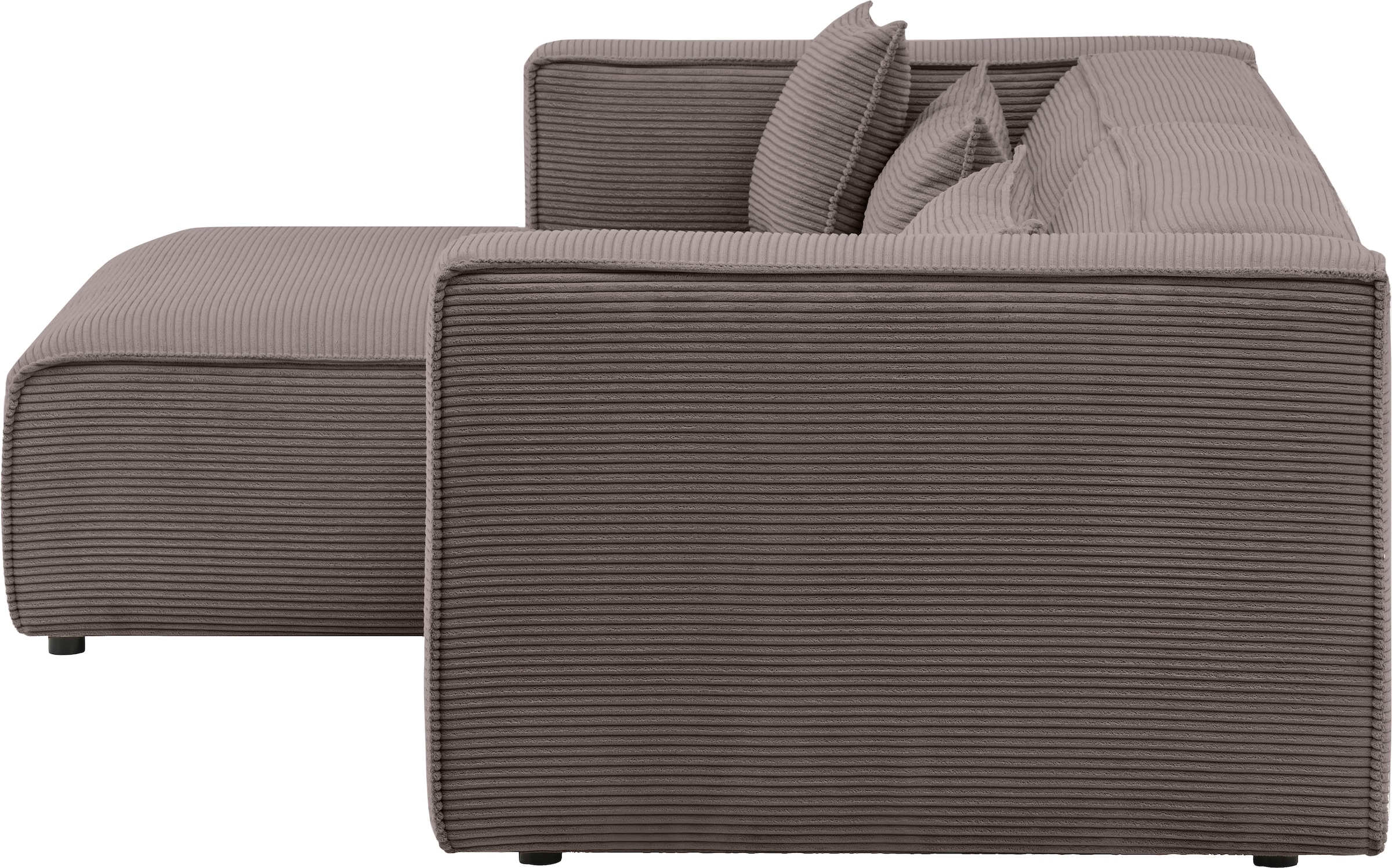 LeGer Home by Lena Gercke Canapé d'angle »PIARA mit Kedernaht, Cord, Leinenoptik o. Strukturstoff, Couch, L-Form« ottomane à droite/gauche au choix, pieds noirs, confort d'assise agréable