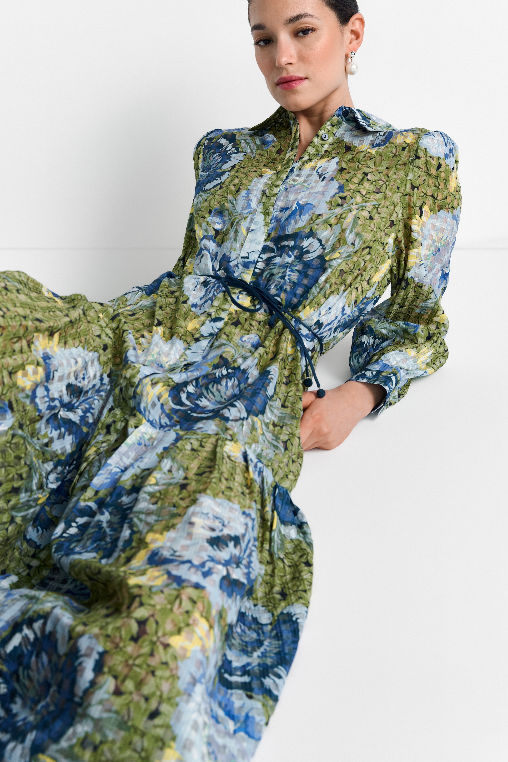 RICHROYAL Robe midi mit Pfingstrosenprint