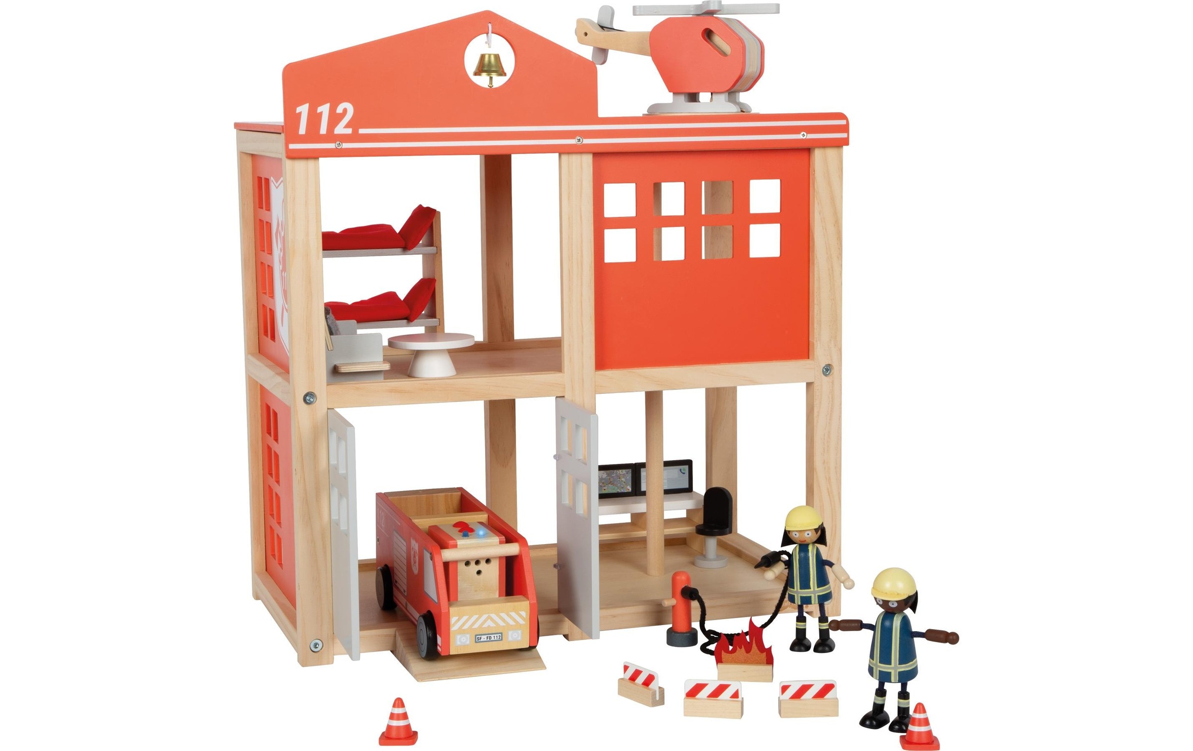 Small Foot Spiel-Feuerwehrwache »Grosse Feuerwache mit Zubehör« batteriebetriebenes Sound- & Lichtmodul für realistische Einsätze