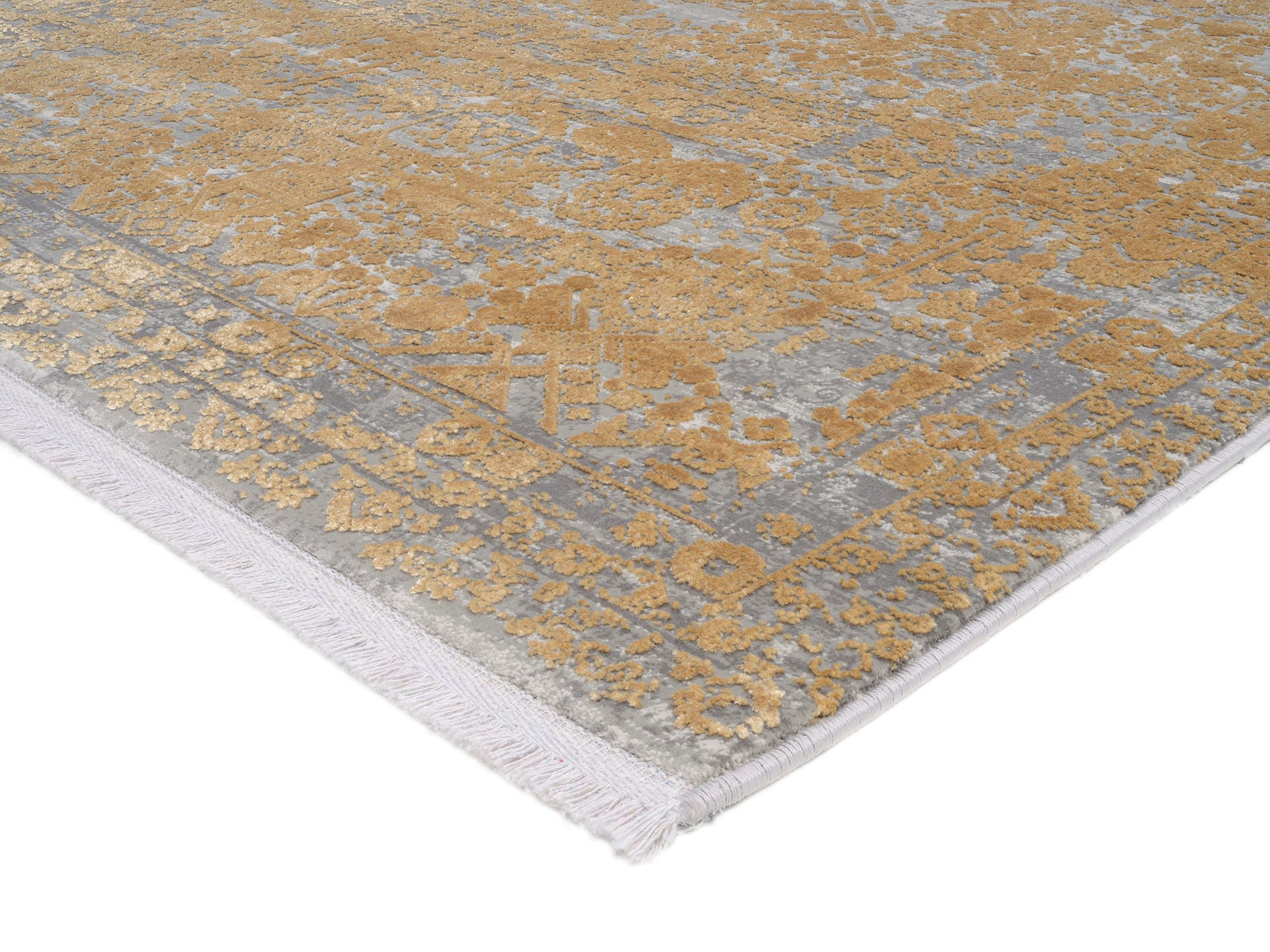 OCI DIE TEPPICHMARKE Teppich »COLOUR TADI« rechteckig 8 mm Höhe Glanz Viskose, mit Fransen, Hoch Tief Struktur, Vintage, Wohnzimmer