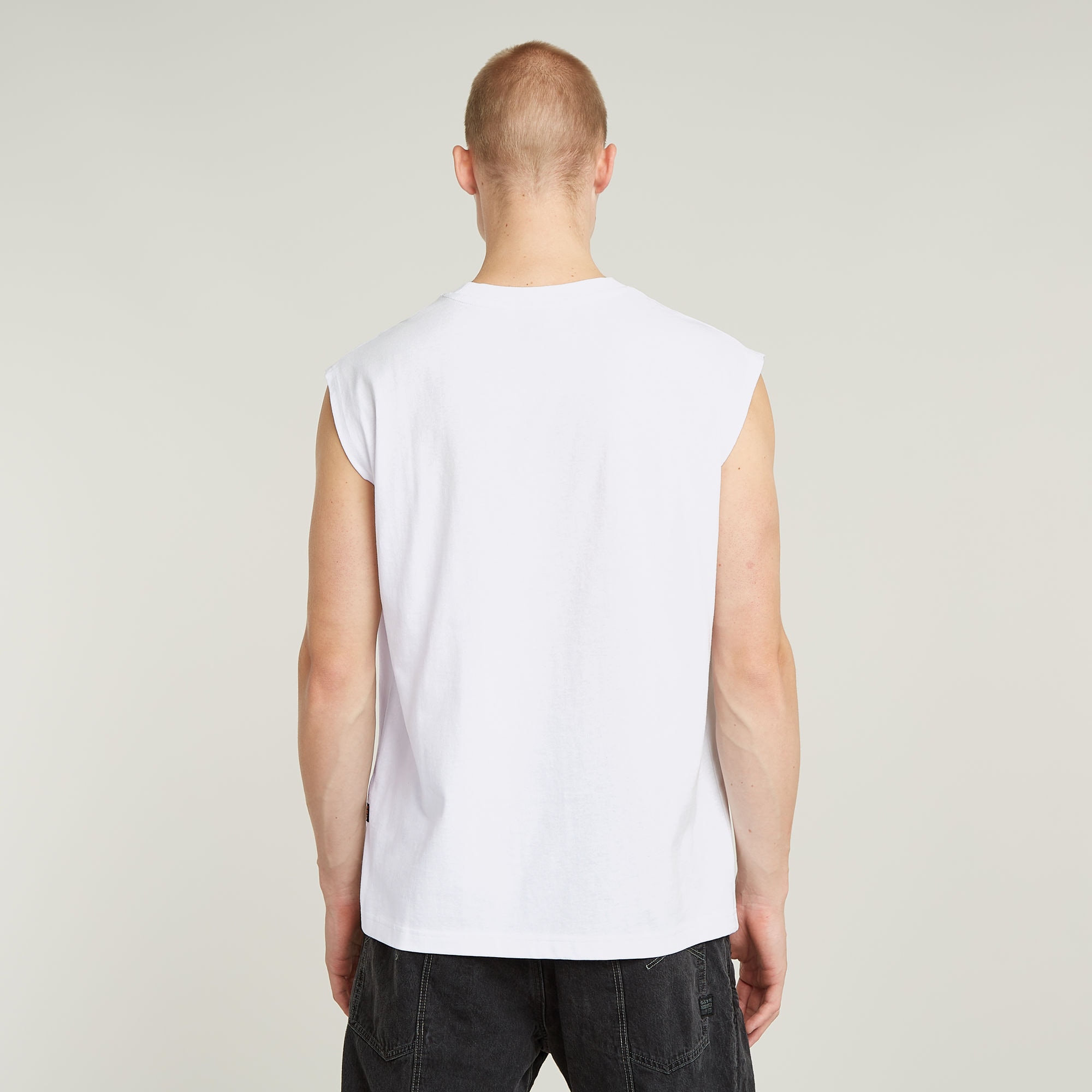 G-STAR Shirt à col rond »Boxy« sans manches, inscription logo