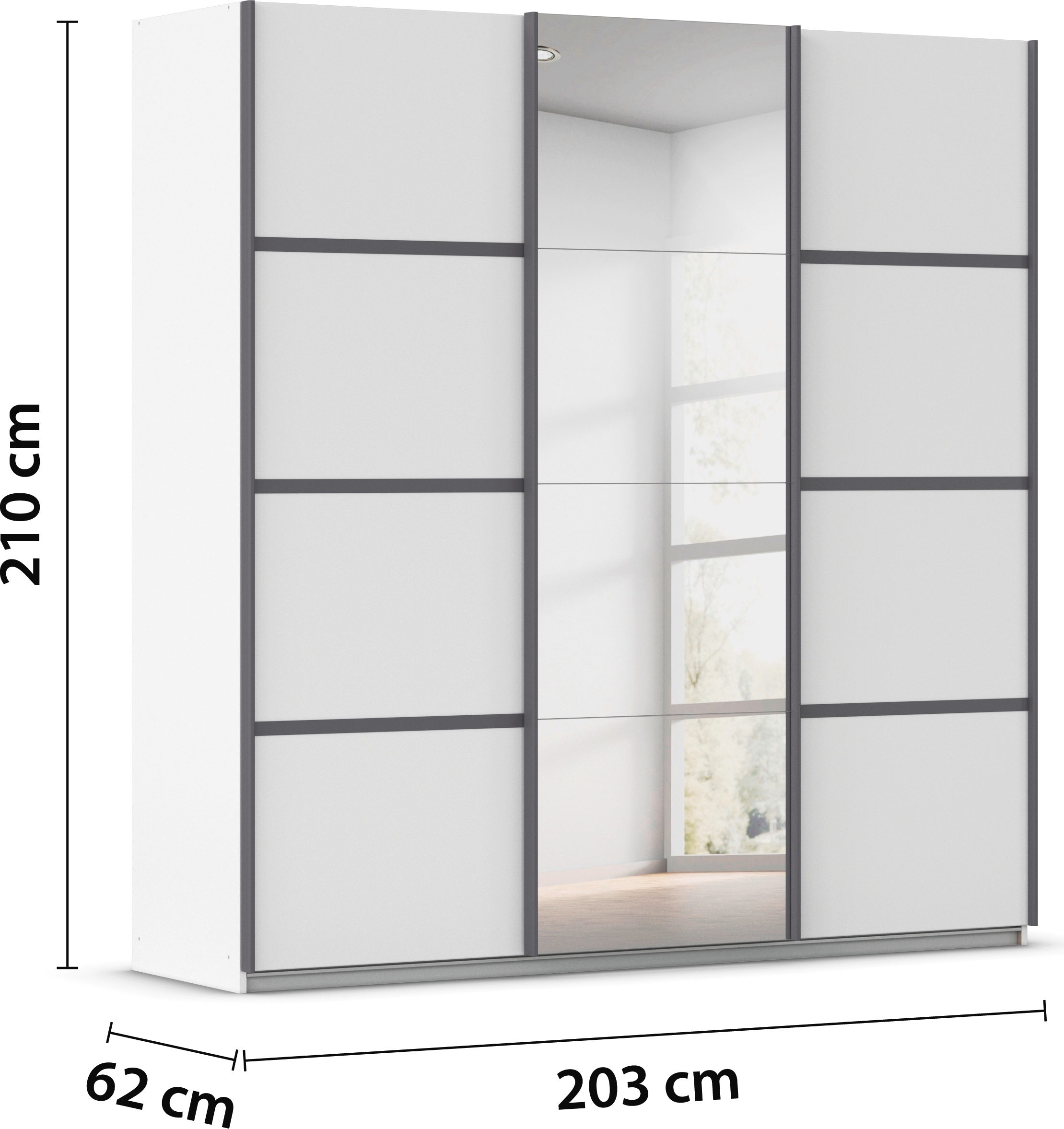 GOODproduct Armoires à vêtements »Mehrzweckschrank Aktenschrank Möbel Mietswohnung Schlafzimmer AVOLA« 3 finitions différentes BASIC/CLASSIC/PREMIUM (incl. soft-close),  avec baguettes décoratives élégantes en chrome, noir ou blanc MADE IN GERMANY