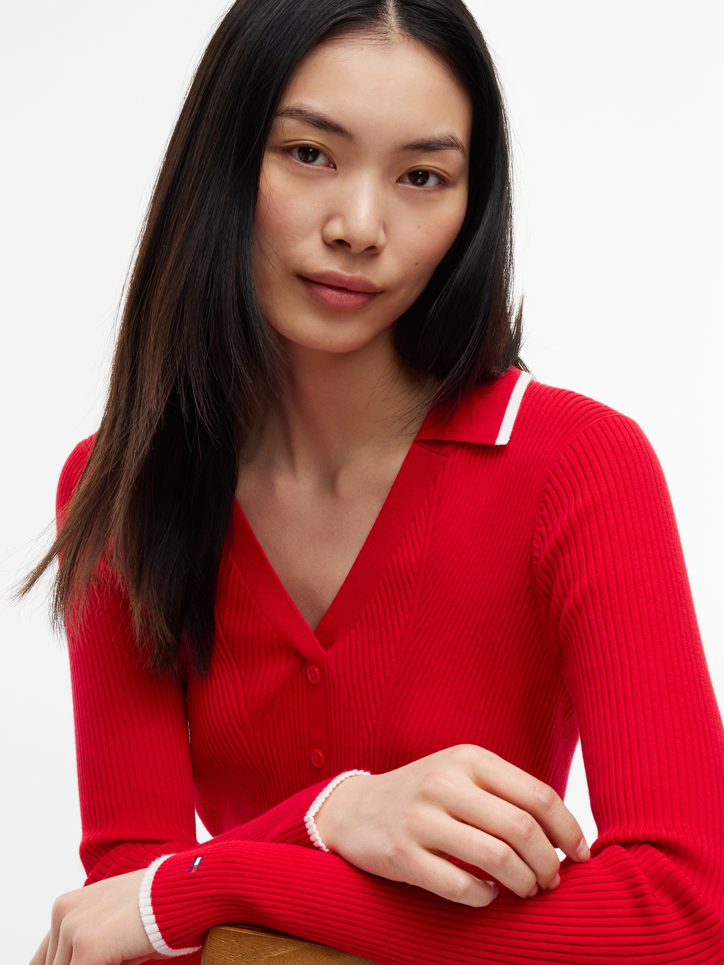 Tommy Jeans Robe en sweat »TJW SWEATER FLARE POLO DRESS« mélange de coton, forme évasée