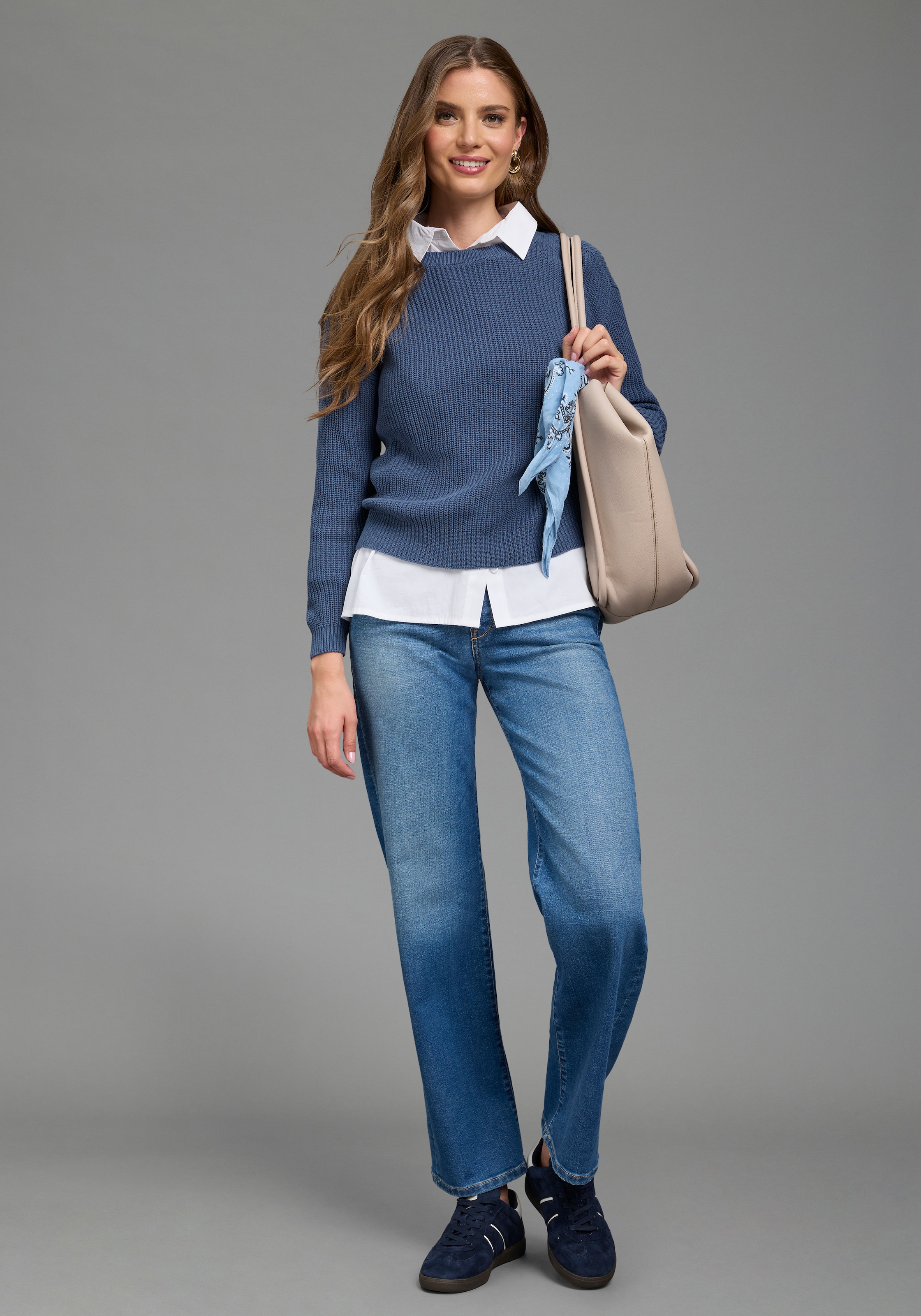 Laura Scott Pull à col rond »CIRCULAR COLLECTION-GOTS zertifiziert« en beau tricot grossier