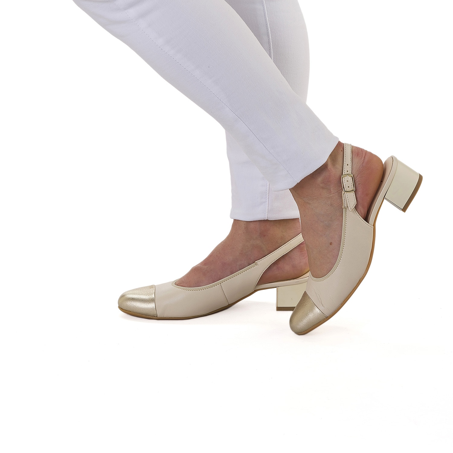 Ara Pompes à sling »NIZZA«  Talons blocs, chaussures de fête, chaussures de soirée, garniture contrastée