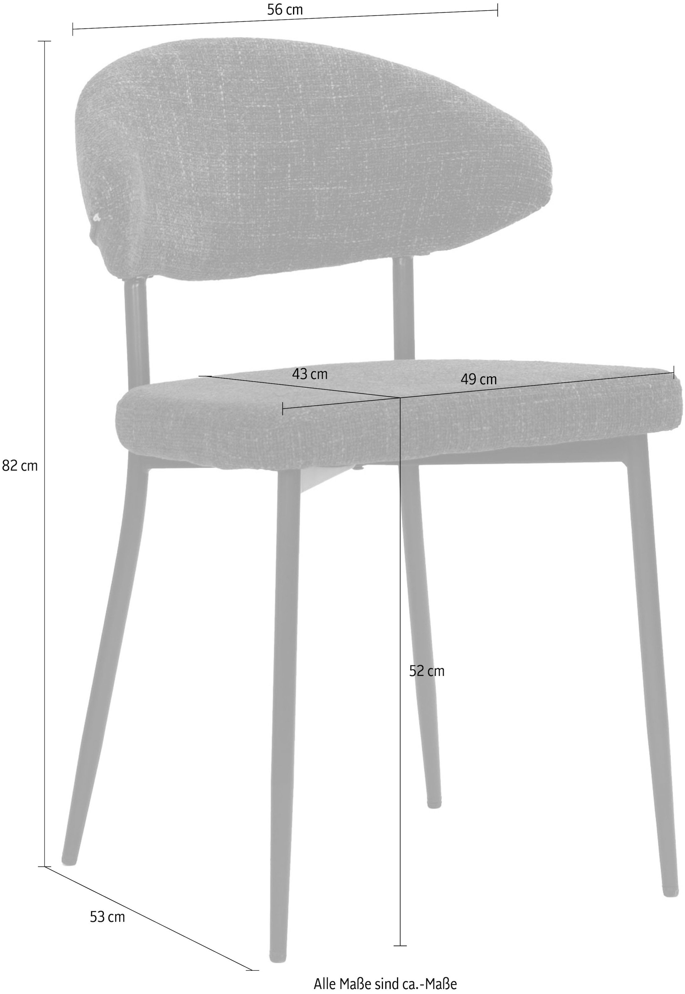 SIT Chaise à 4 pieds »Odessa 2er-Set Polsterstühle mit Strukturstoff & Metallgestell« (Ensemble) 2 cuisTissu structuré Öko-Tex & dossier ergonomiquement arrondi