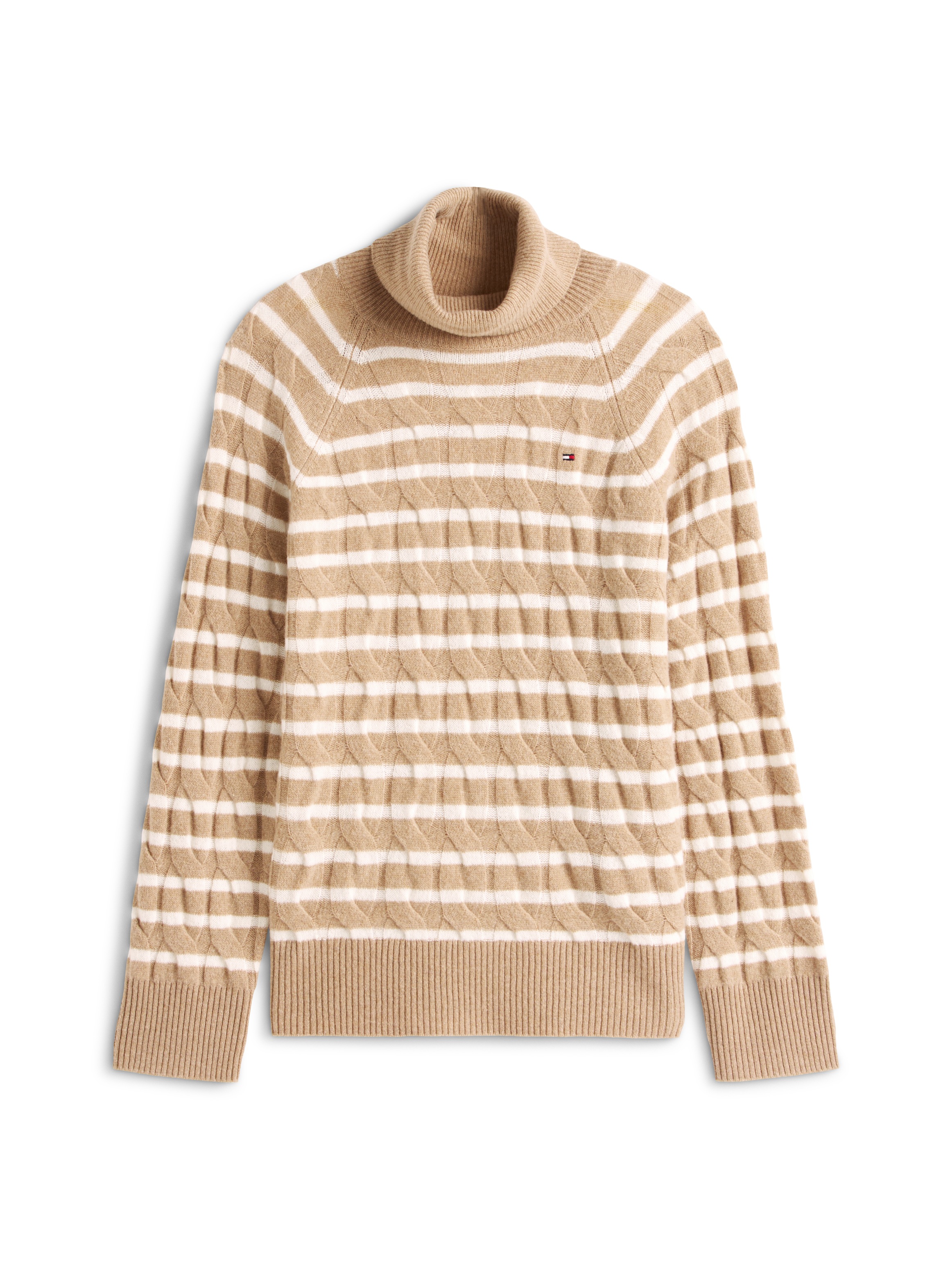 Tommy Hilfiger Pull à col roulé »SOFT WOOL CABLE ROLL-NK LS SWT« mit Zopfmuster, aus reiner Wolle