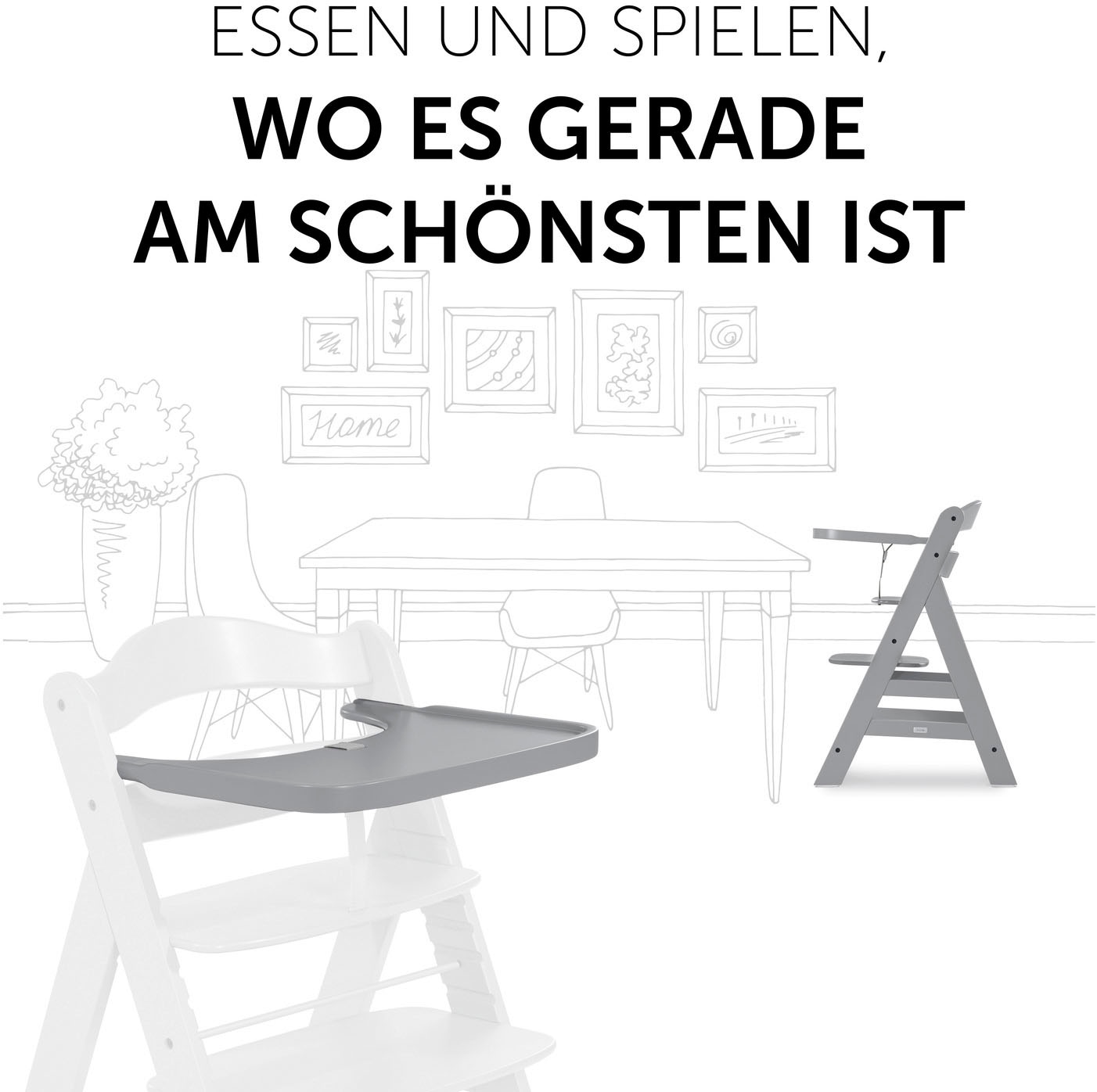 Hauck Hochstuhltablett »Alpha Wooden Tray Essbrett, grey« für Hochstühle Alpha+ und Alpha+ Select