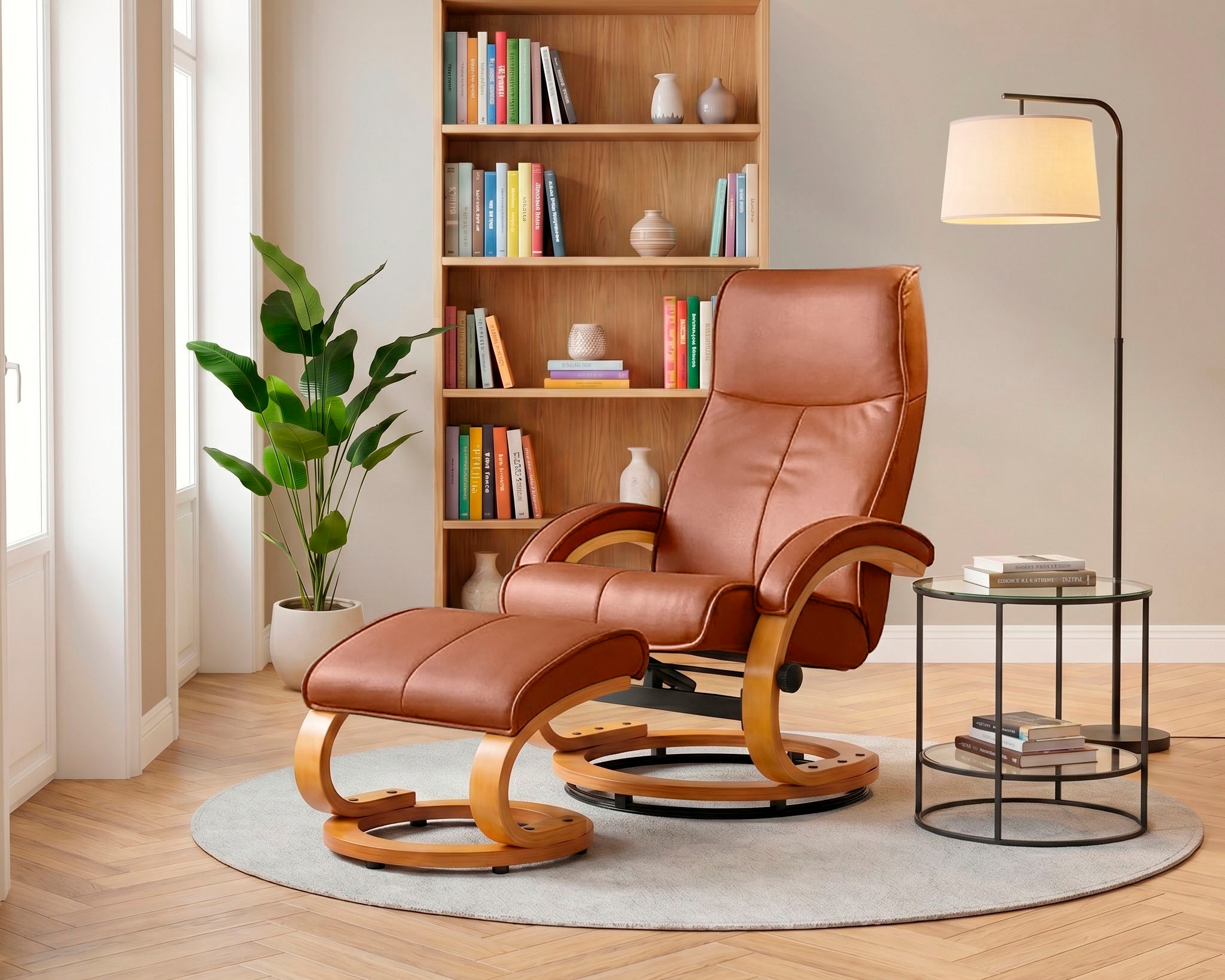 GOODproduct Fauteuil de relaxation »mit Hocker PARIS Naturleder- OTTO. Verlässliche Qualität.« Ensemble, composé de fauteuil et tabouret, 2 cuis tlg. fonction relaxation, rotation et basculement, notre prix bas permanent
