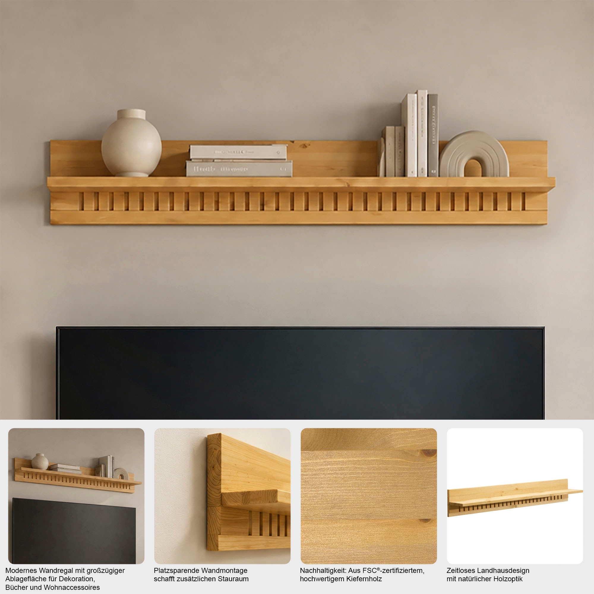 GOODproduct Tableau mural »Cubrix« en pin massif, disponible en deux largeurs différentes