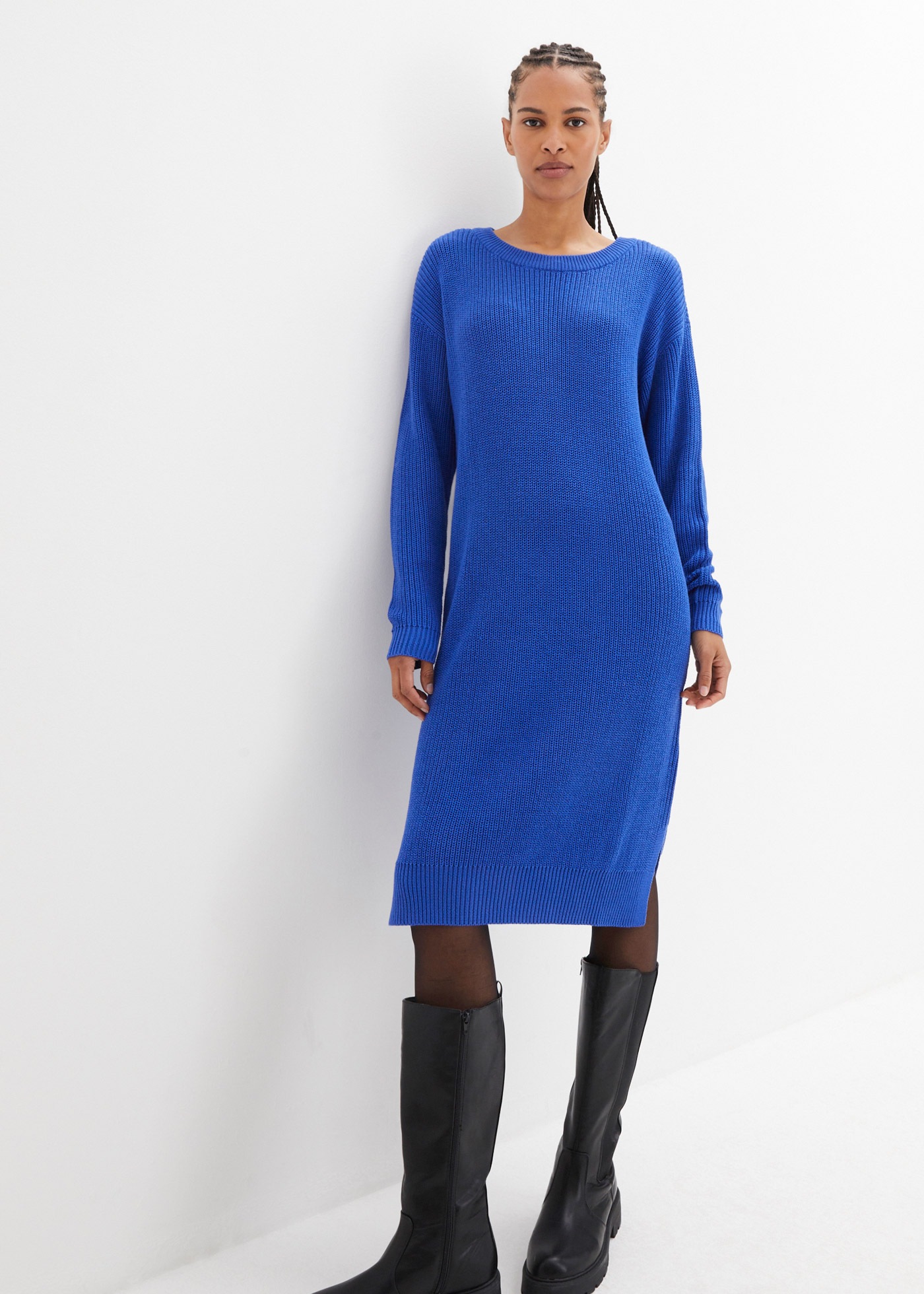 bonprix Strickkleid Oversize-Rippstrick, bequeme Passform, seitliche Schlitze
