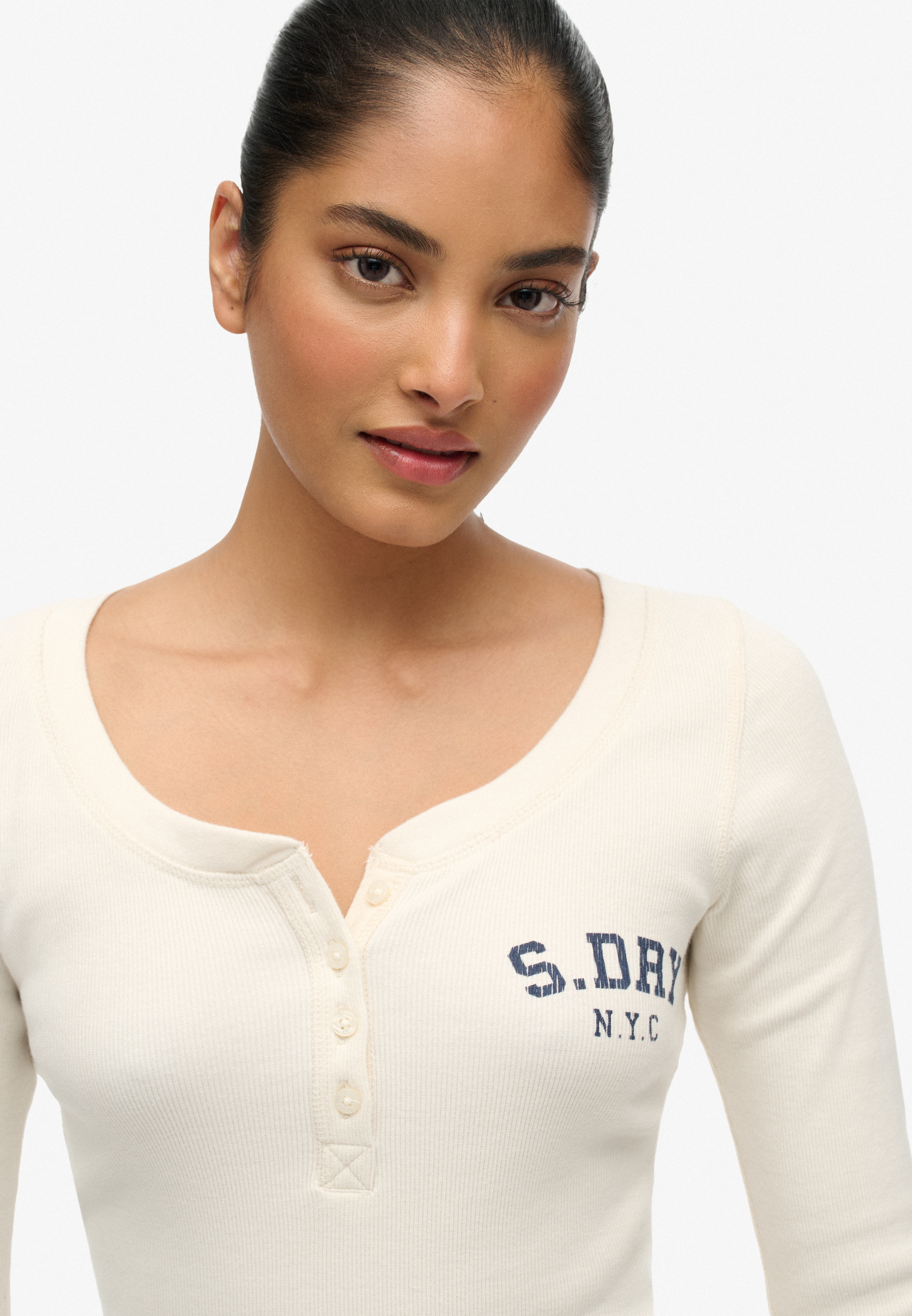 Superdry T-shirt à manches longues »ATHLETIC BUTTON DOWN LS TOP« im Henley-Stil