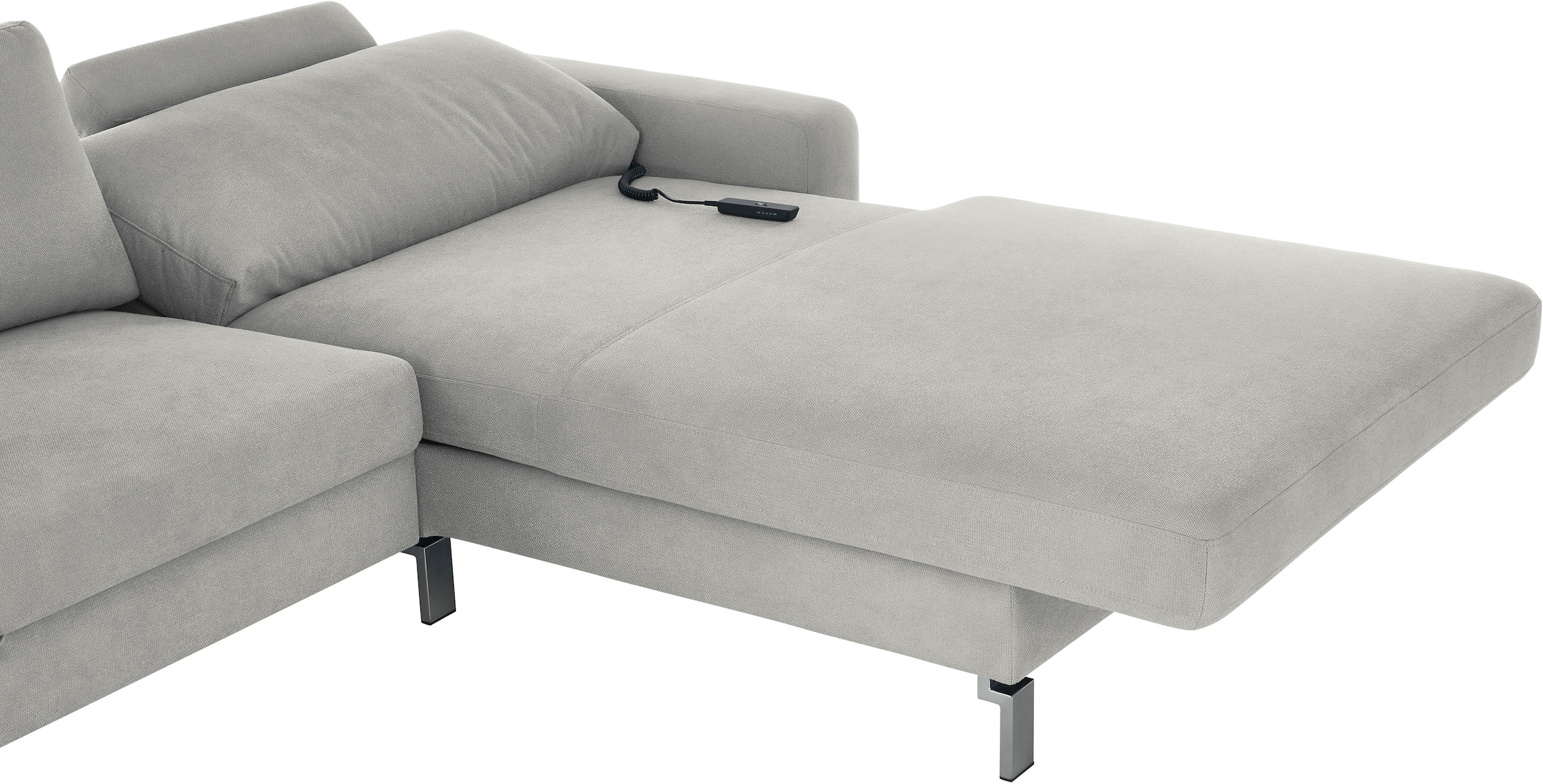 3C Candy Ecksofa »Lecce, wahlweise PUR-Schaumstoff oder Tonnentaschenfederkern« Bett im 2,5-Sitzer, teilmotorische Schlaffunktion im Longchair, L-Form