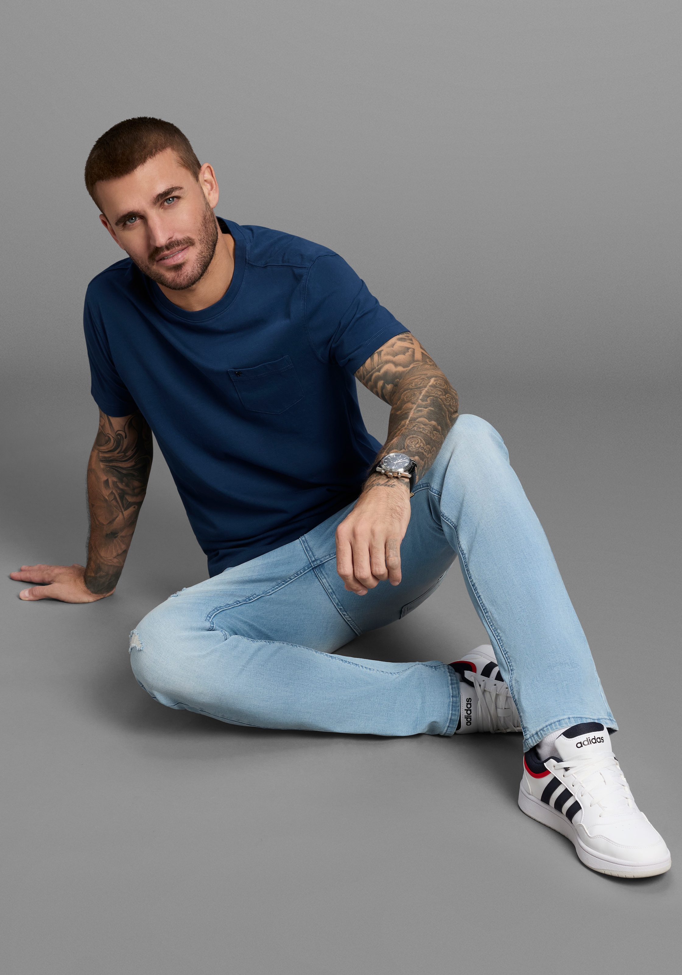 Bruno Banani T-shirt Gewaschene Optik mit Brusttasche