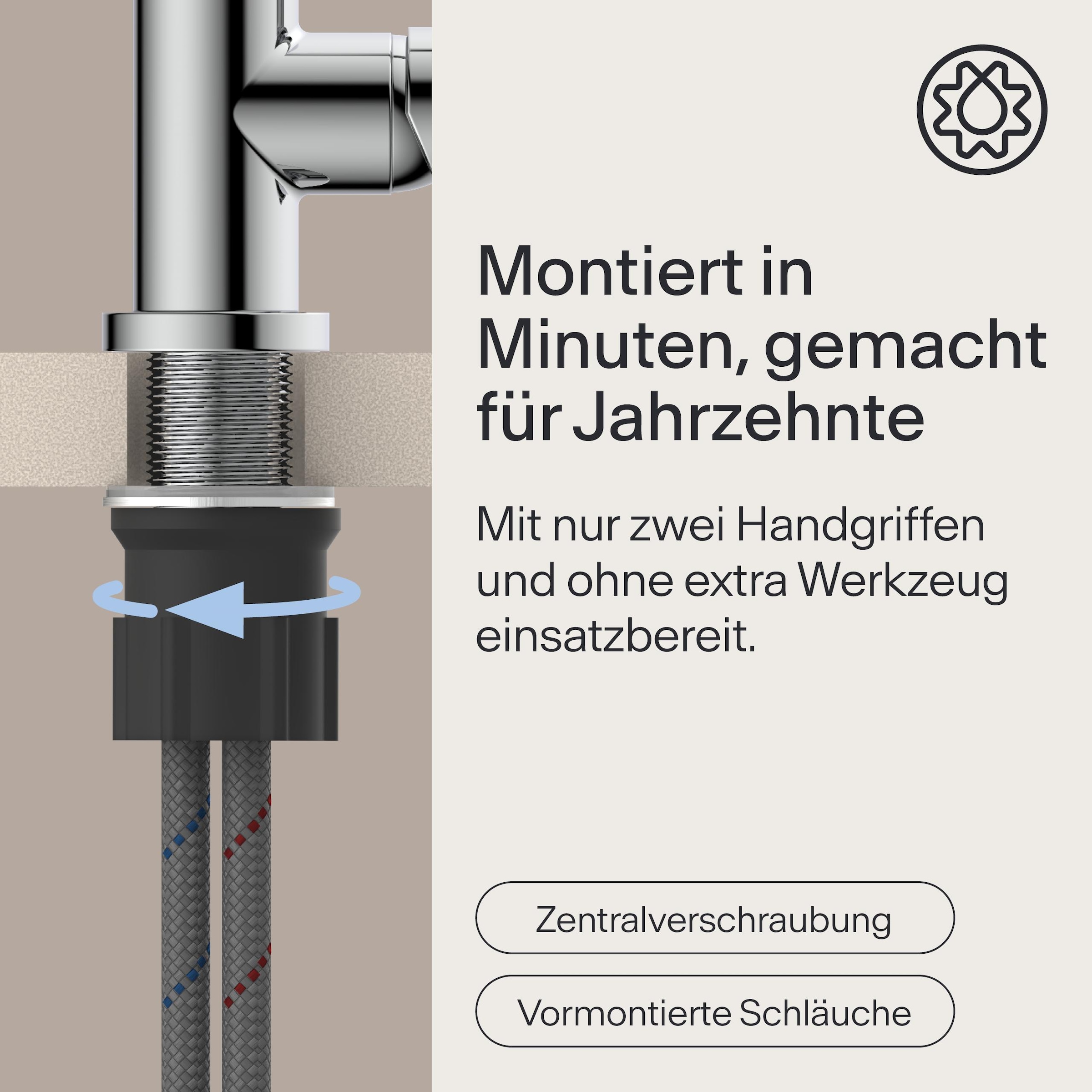WASSERWERK Robinet d'évier »WK 5, Wasserhahn, Küche, Einhebelmischer« pivotant à 360°, fonction Cold-Start, silencieux