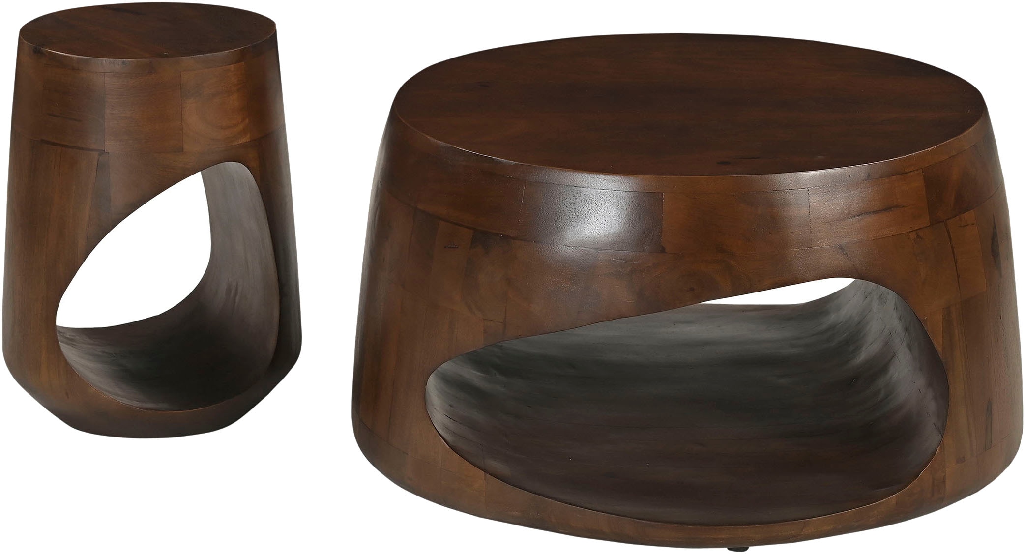 SIT Couchtisch »Lahore rund aus Mango massiv mit offenem Ablagefach« 1 Stk. tlg. Asymmetrisches Ablagefach mit individueller Holzmaserung