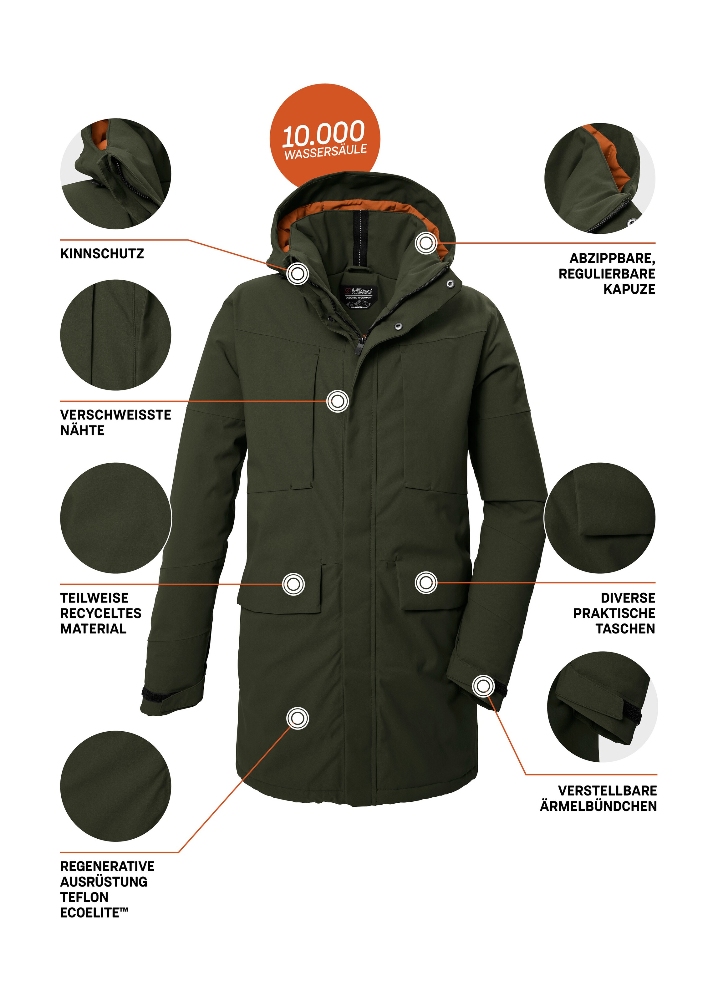 Killtec Parka »KOW 80 MN PRK« parka fonctionnel étanche et coupe-vent, respirant