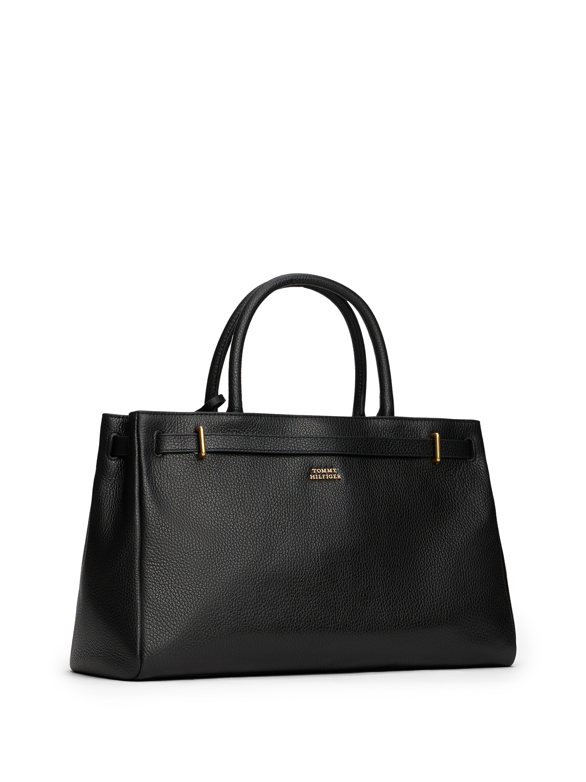 Tommy Hilfiger Sac de transport »AMERICAN ICON TOTE LEATHER« , Damen Handtasche, Schultertasche mit TH-Schloss-Schmuckelement