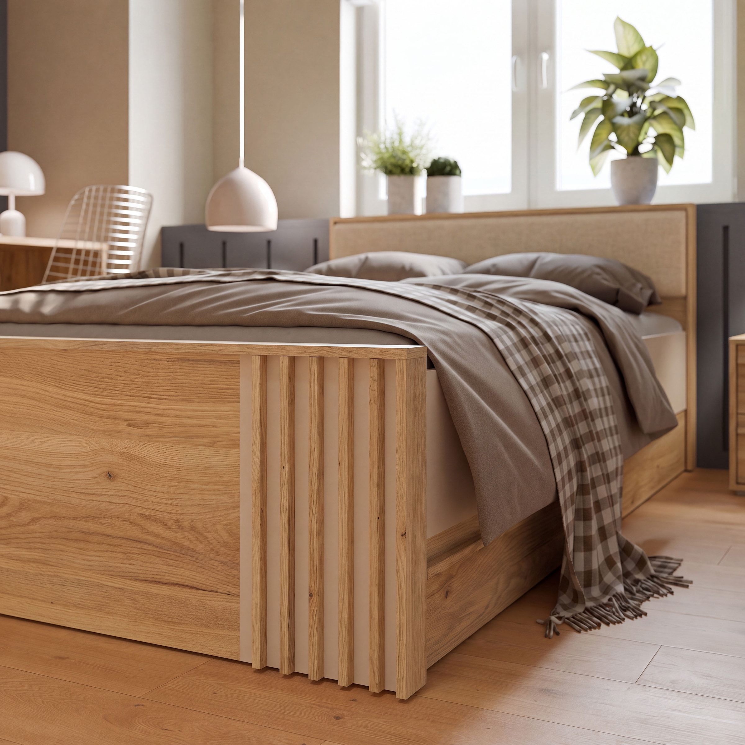 FORTE Lit »Bett mit Stauraum 2 SK, Kopfteil gepolstert« L/H/P 130/84/213 cm, disponible en 2 couleurs
