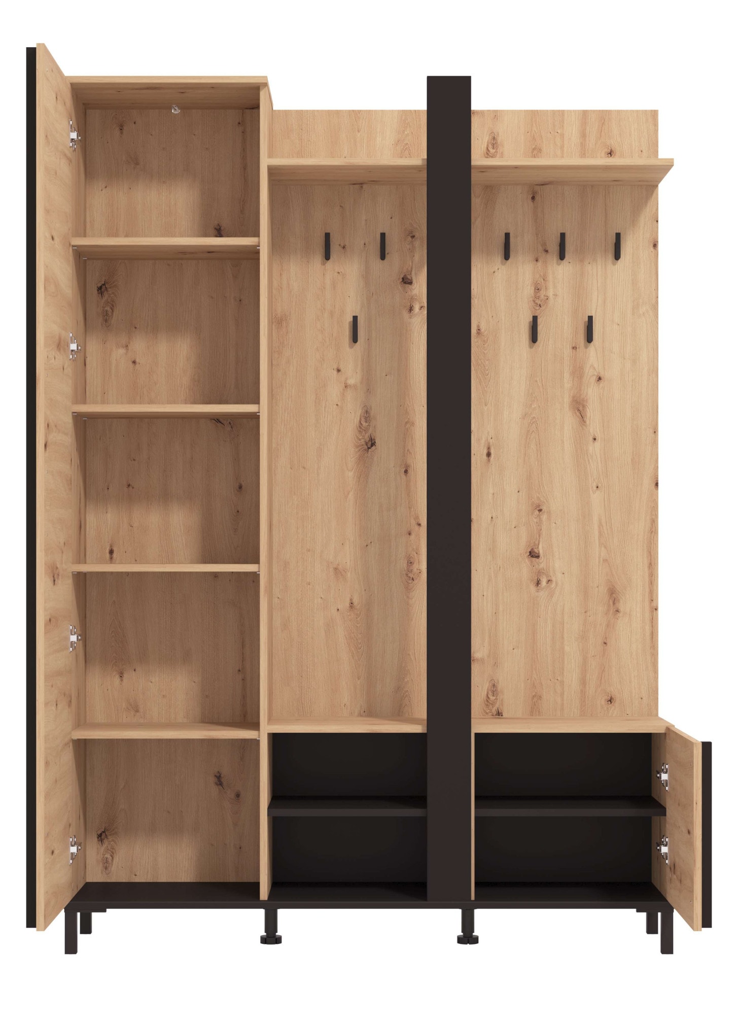 Home affaire Vestiaire compact »Nino Flurgarderobe, Dielenschrank, Flurmöbel, Garderobe, Breite 135 cm« Schuhschrank, Spiegel, Haken, viel Stauraum, ideal für kleine Räume