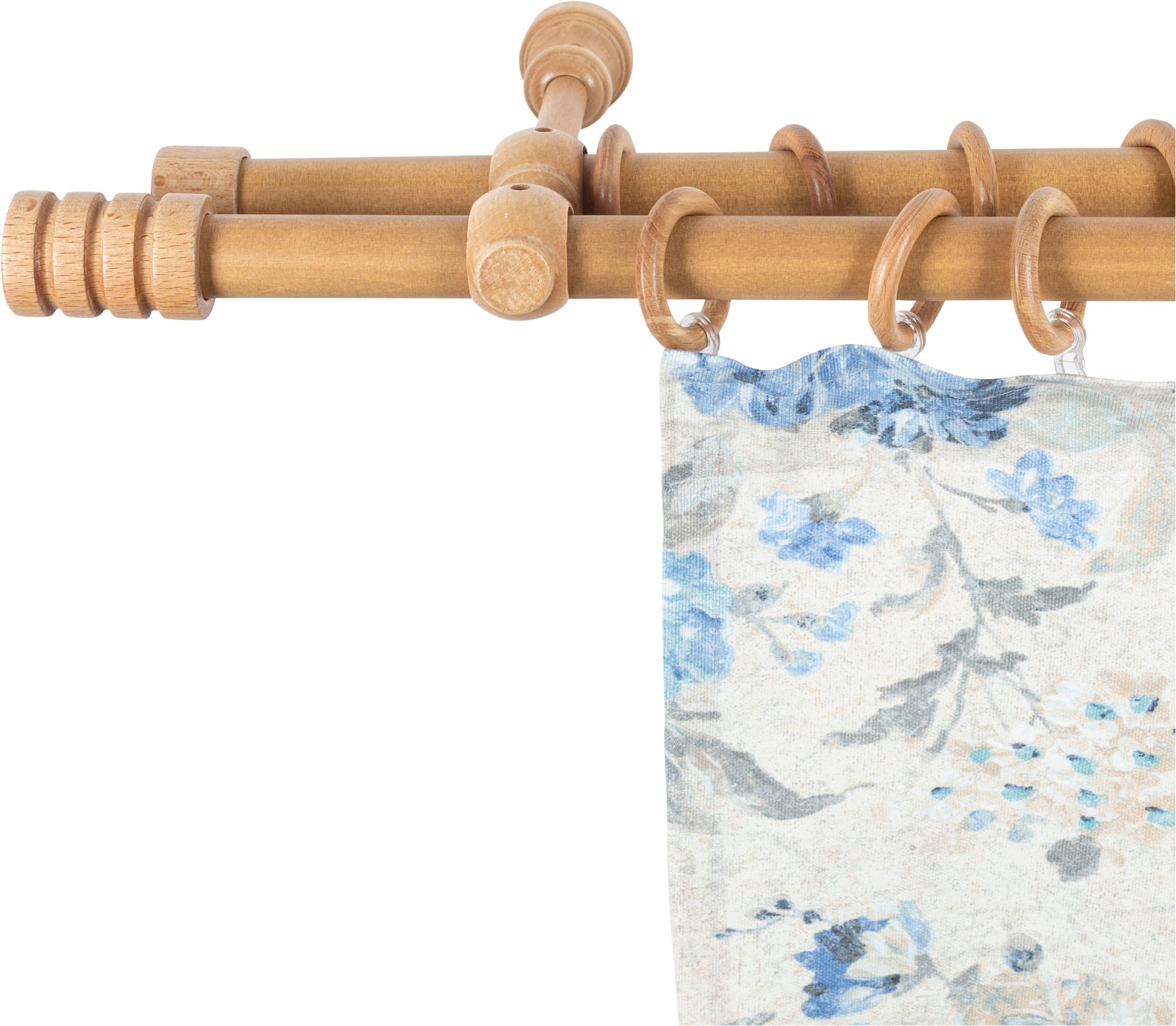 SN DECO GROUP Gardinenstange »Pisa« 2 läufig-läufig Fixmass 28 mm, Holz, verschiedene Längen und Farben, Komplettset