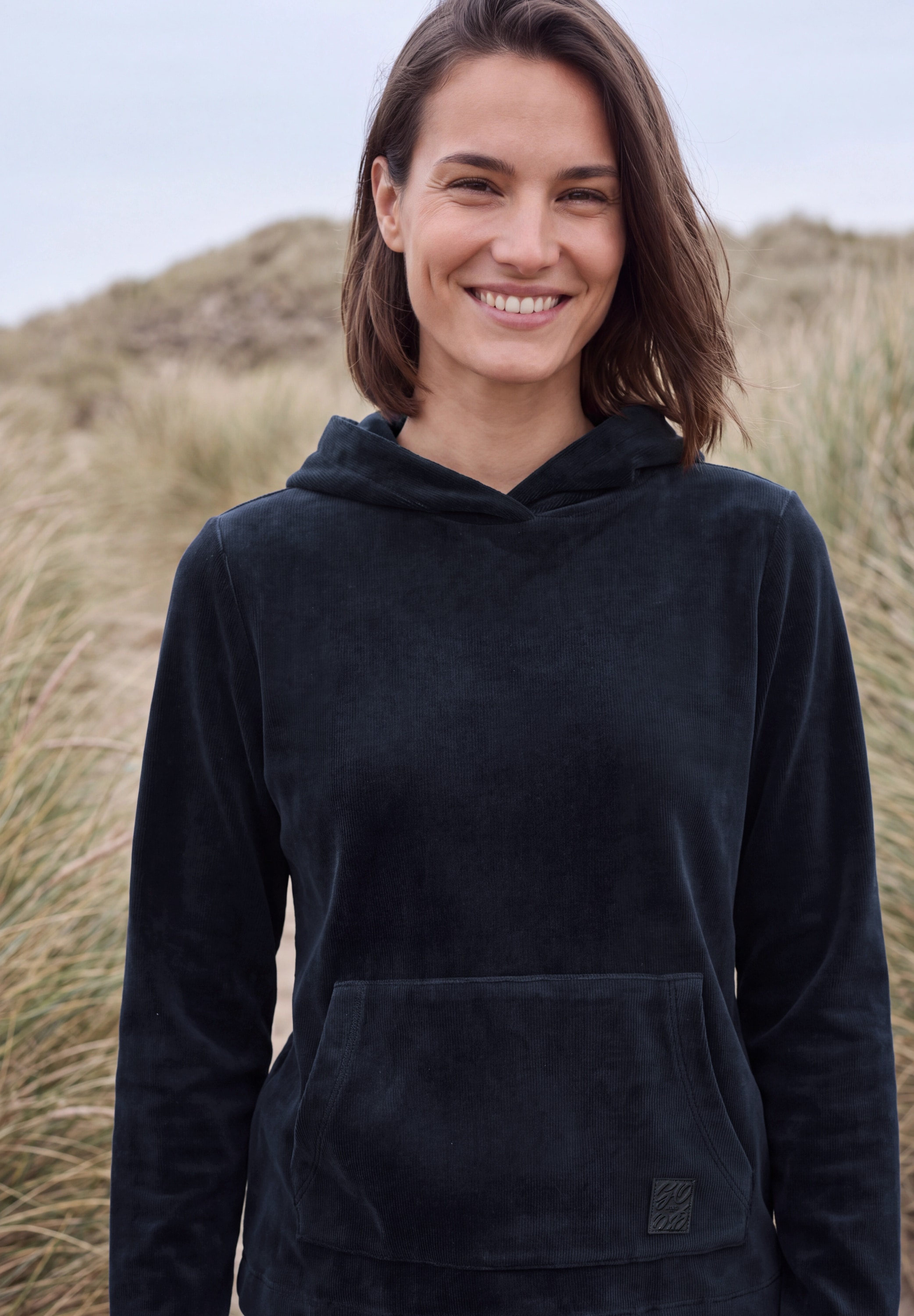Cecil Kapuzensweatshirt , Cord-Qualität, mit Elasthan, Kängurutasche

