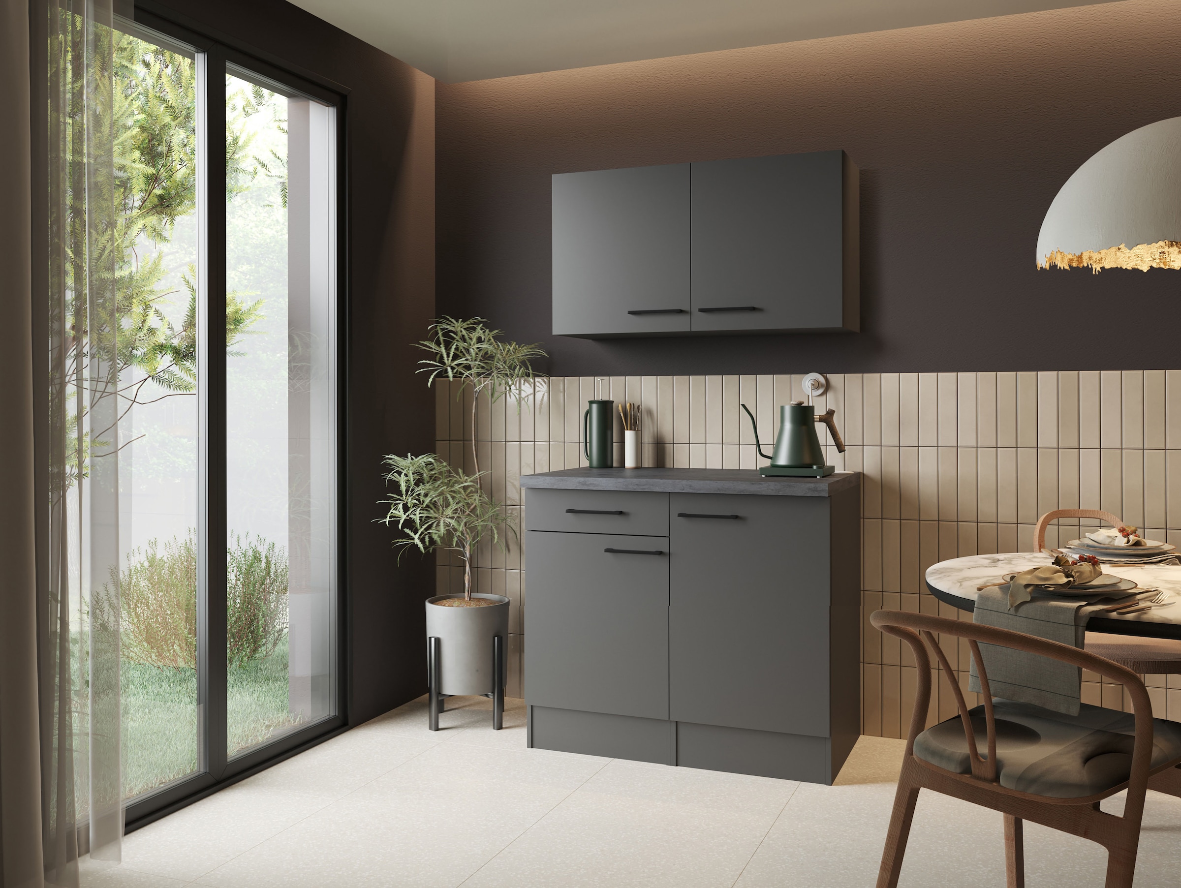 RESPEKTA Buffet »Oliver« démonté, avec fonction de fermeture douce, y compris armoires hautes, largeur 100 cm