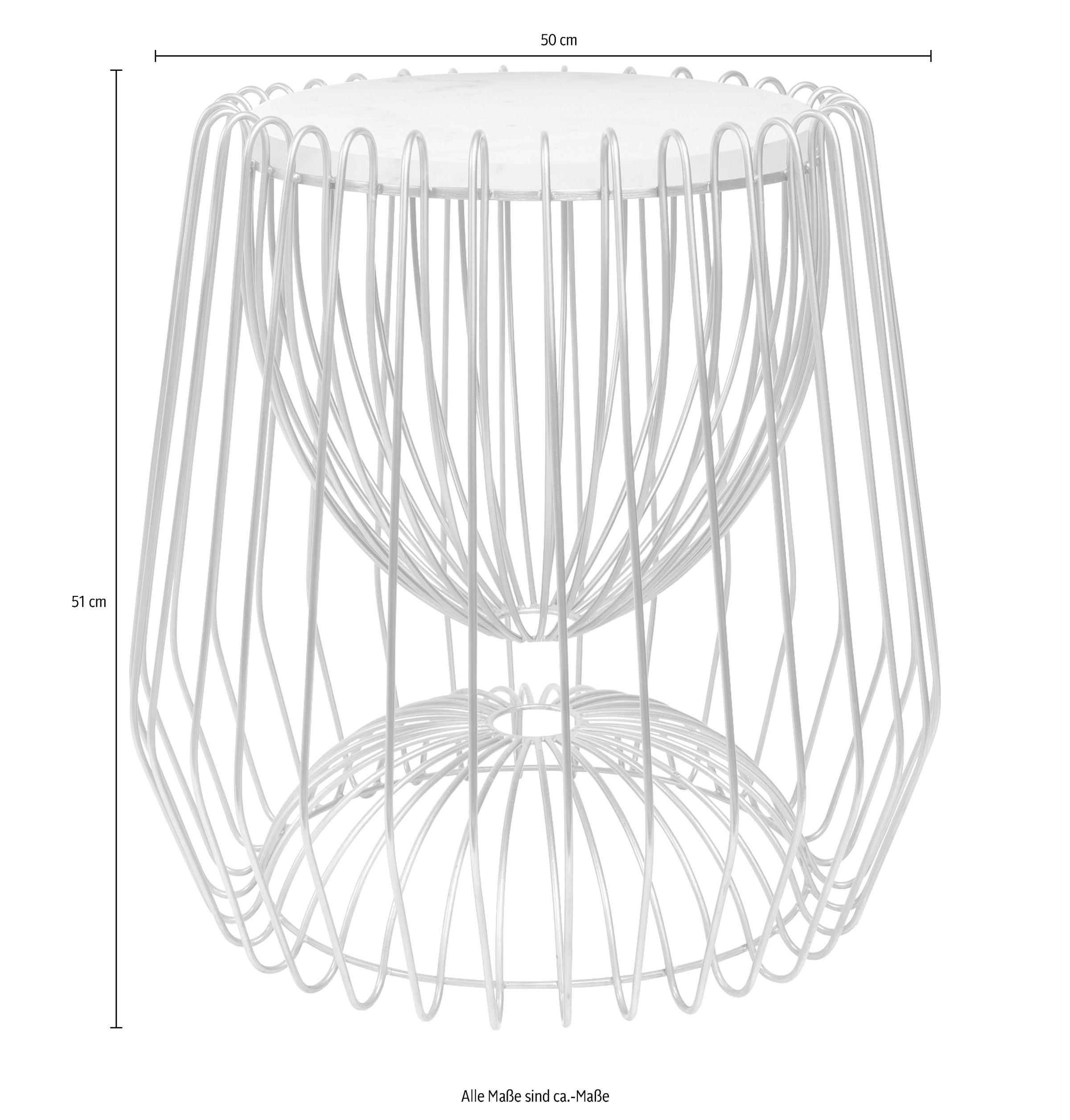 Kayoom Table d'appoint »Malibu 225, Beistelltisch mit edler Marmorplatte« 1 cuis tlg. ø-Marmorplatte: 33,5 cm, angesagtes Metalldesign, pflegeleicht