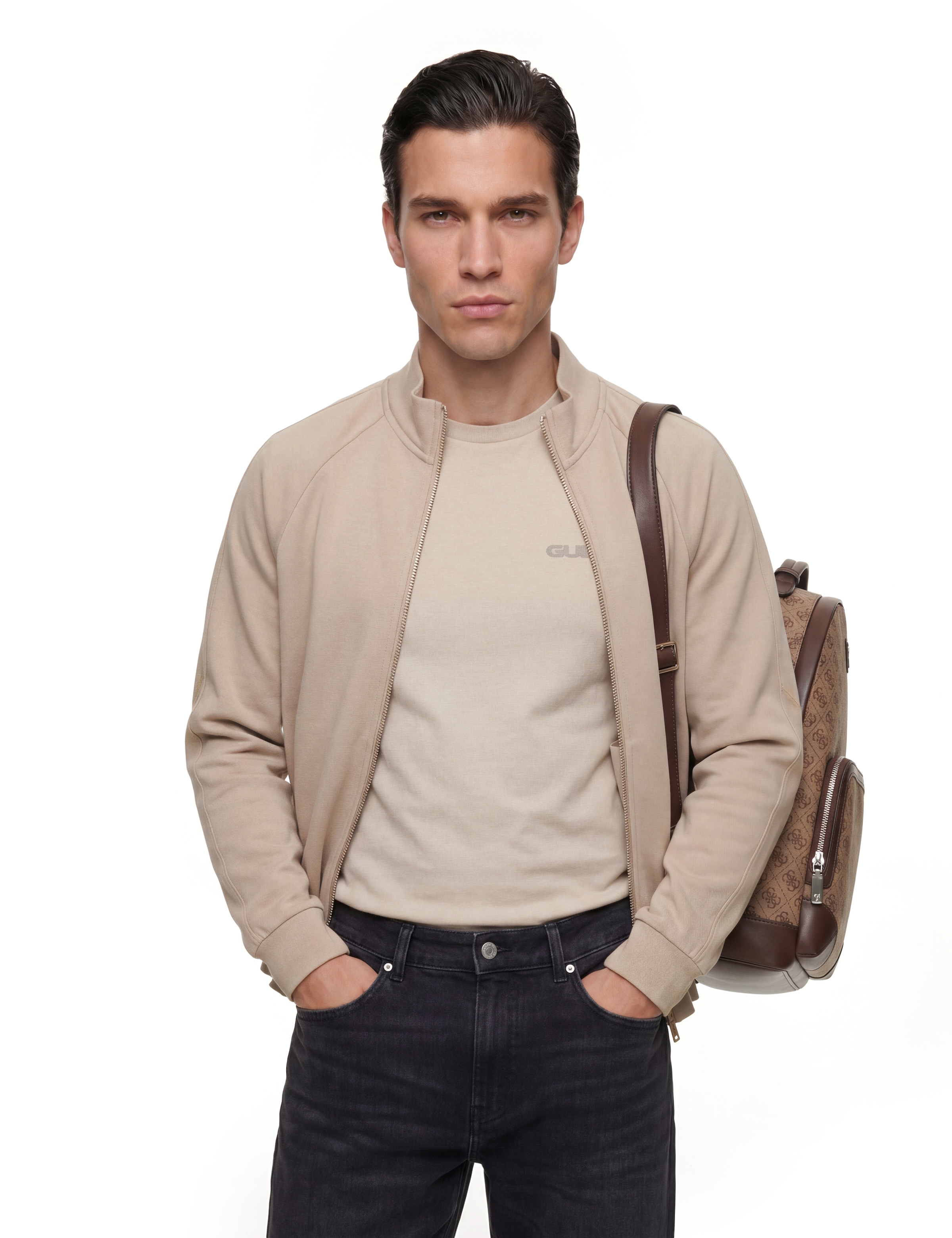 Guess Sac à dos »MILANO BACKPACK« Cityrucksack, Freizeitrucksack mit Reissverschluss-Vordertasche