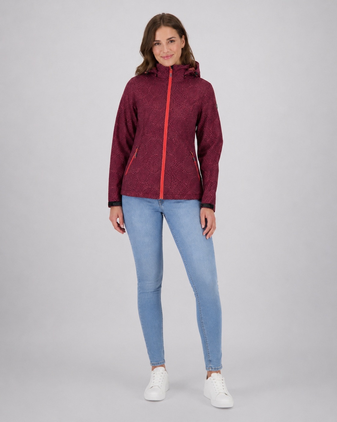 LPO Softshelljacke »SHELBY PEAK II« leichte Softshelljacke mit All-Over-Print und abnehmbarer Kapuze