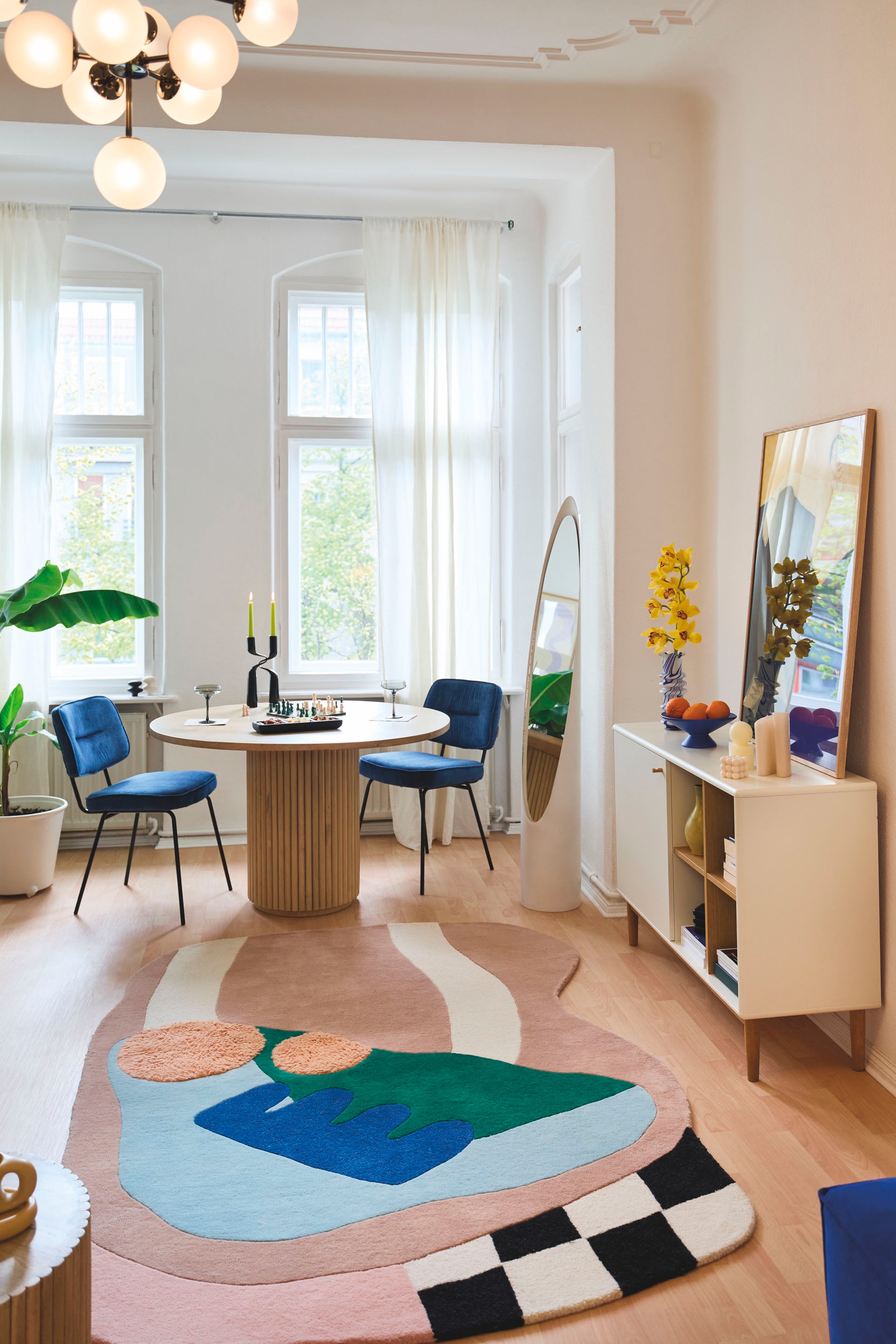 SIT Table de salle à manger »Ribbed Side Table High« avec pied colonne au look côtelé extravagant