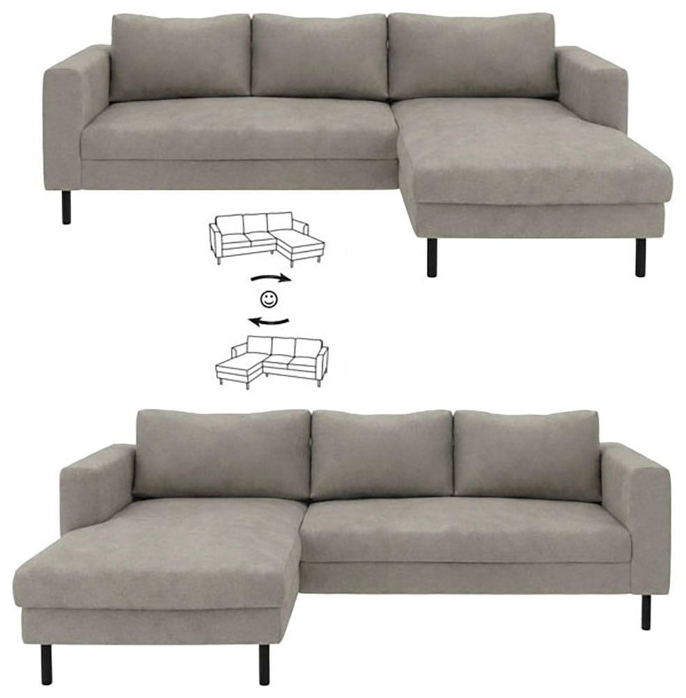 TRENDMANUFAKTUR Ecksofa »Amazing II, wahlw. mit Schlaffunktion & Bettkasten, Fuss schwarz« Recamiere beidseitig montierbar, L-Form,in Cord o. Struktur, B: 232 cm