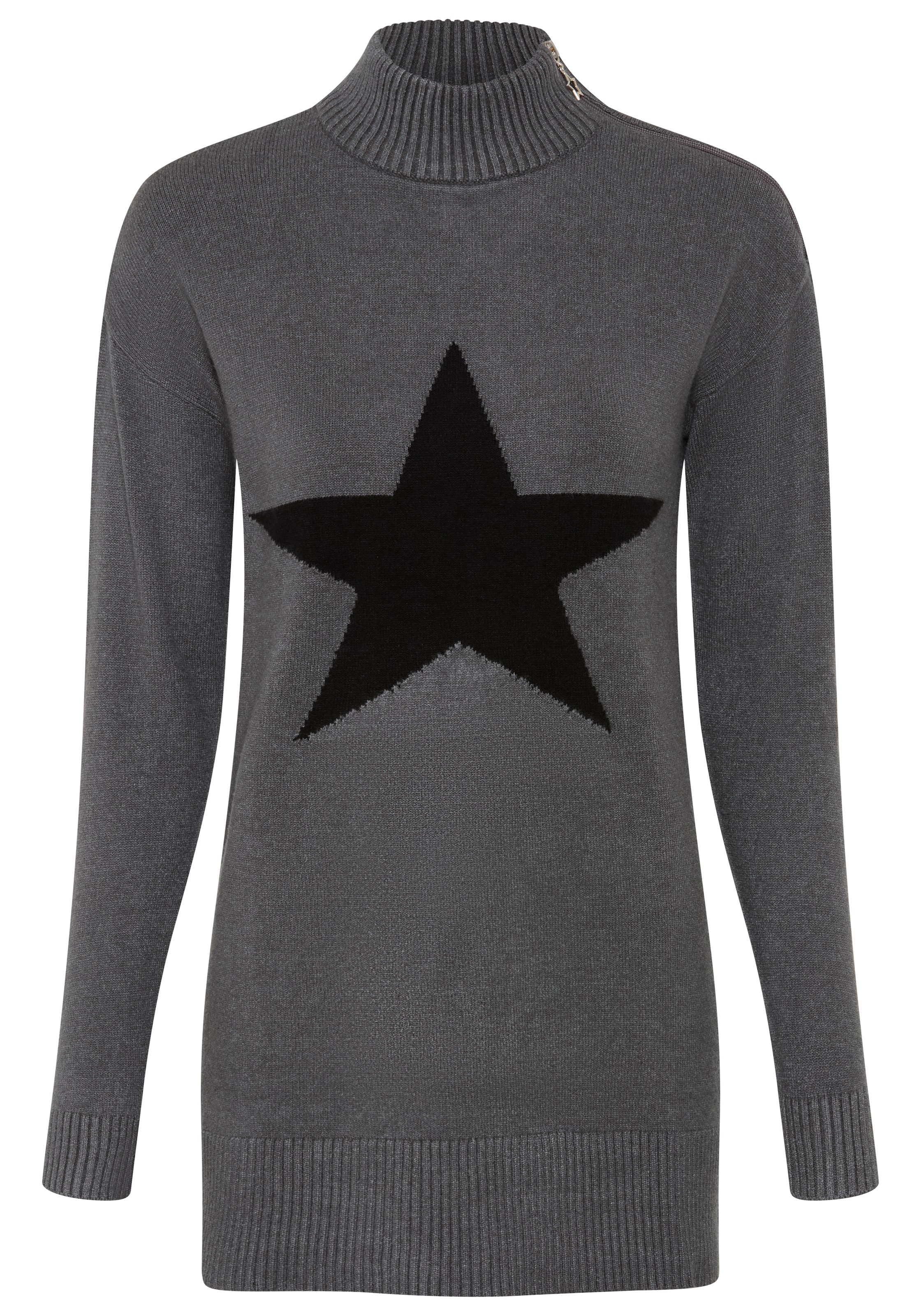 Laura Scott Pull en tricot »mit Stehkragen und Reissverschluss, lässig geschnitten« avec motif étoile