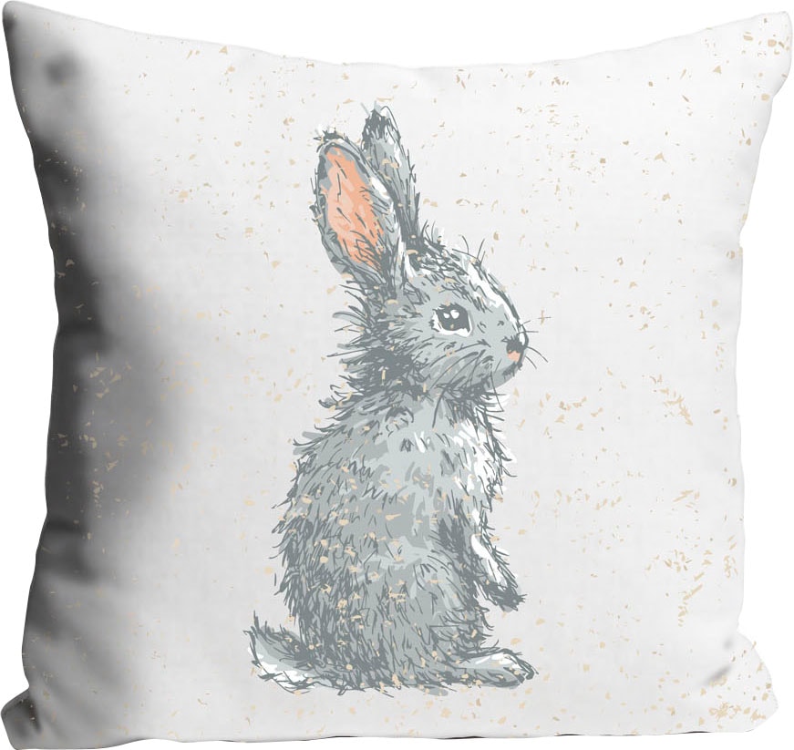 queence Dekokissen »Corinne« mit einem Hasen im Schnee