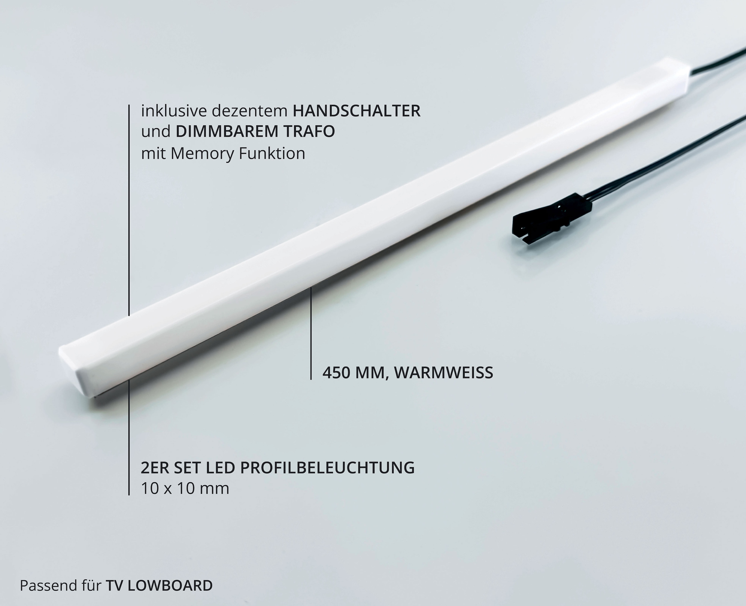 Wohnconcept Ampoules LED »Donna Profilbeleuchtung 2-er Set 450mm« 2 cuis blanc chaud Warmweiss, Handschalter und dimmbarer Trafoeinheit