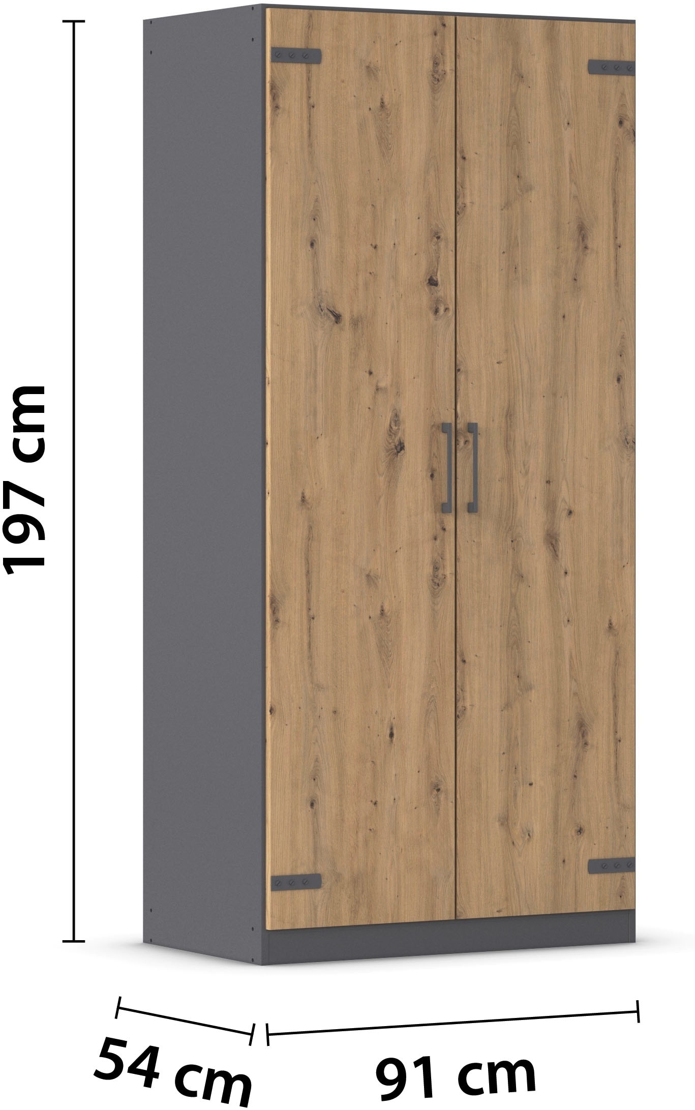rauch Drehtürenschrank »Kleiderschrank Jugendzimmer Kinderzimmer Stauraum  Holmes« Breite 91/Höhe 197/Tiefe 54cm - Industrial Style - MADE IN GERMANY