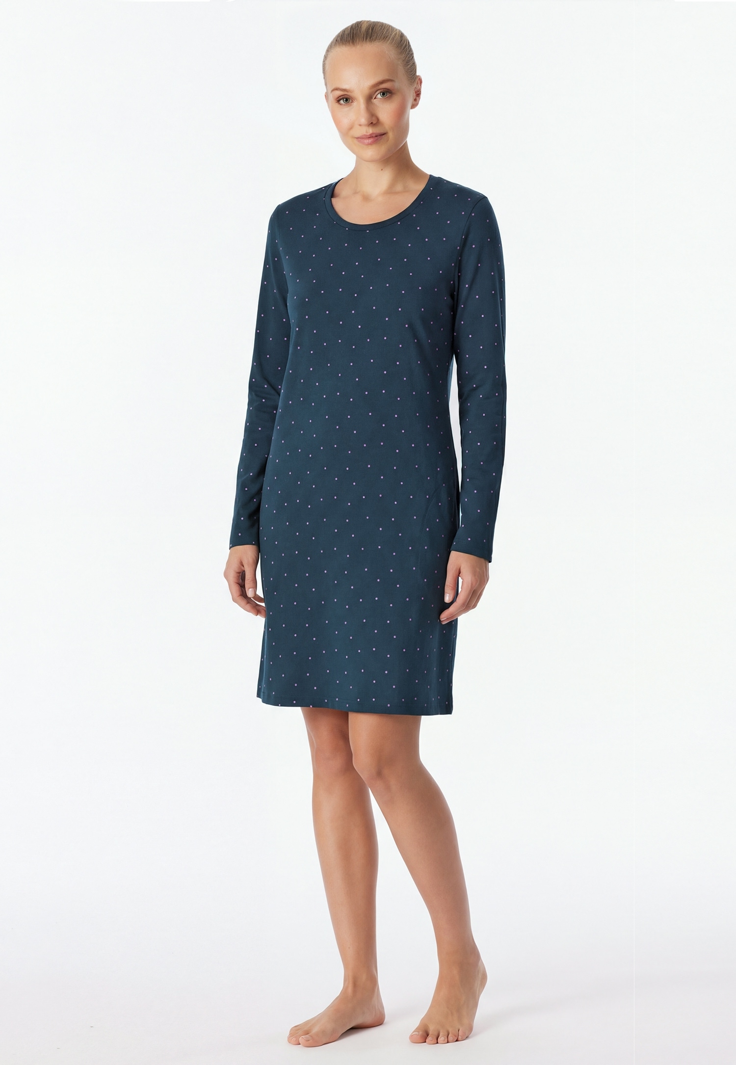 Schiesser Chemise de nuit »Casual Essentials« Poches dans les coutures latérales à manches longues, poches latérales, coton, col rond