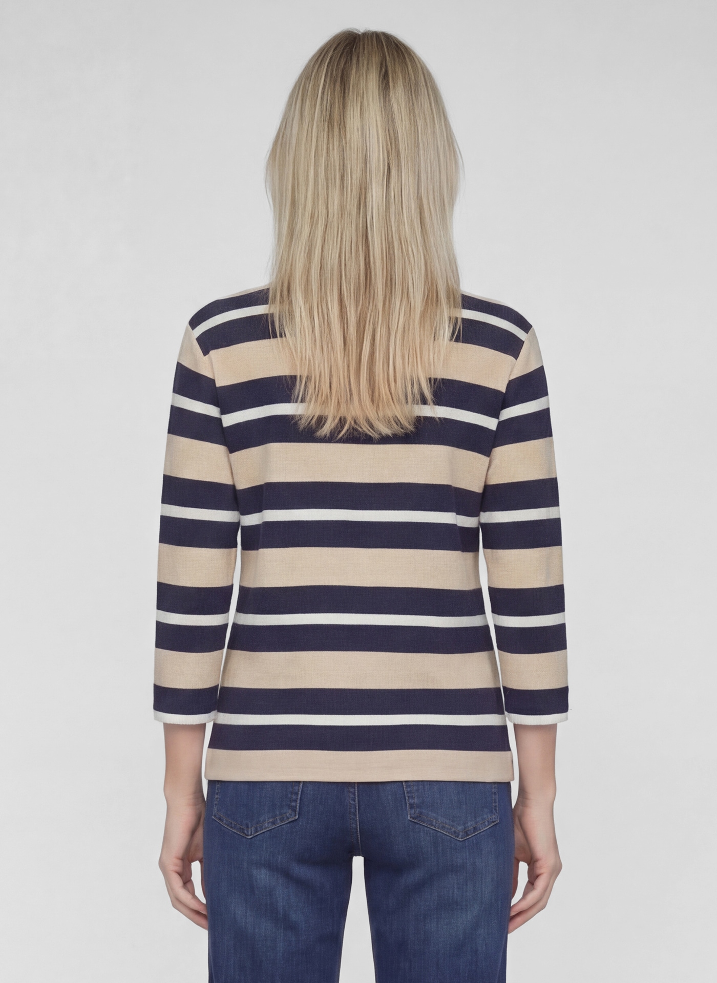 Rabe T-shirt à manches 3/4 im Streifen-Look und mit Glitzersteinen
