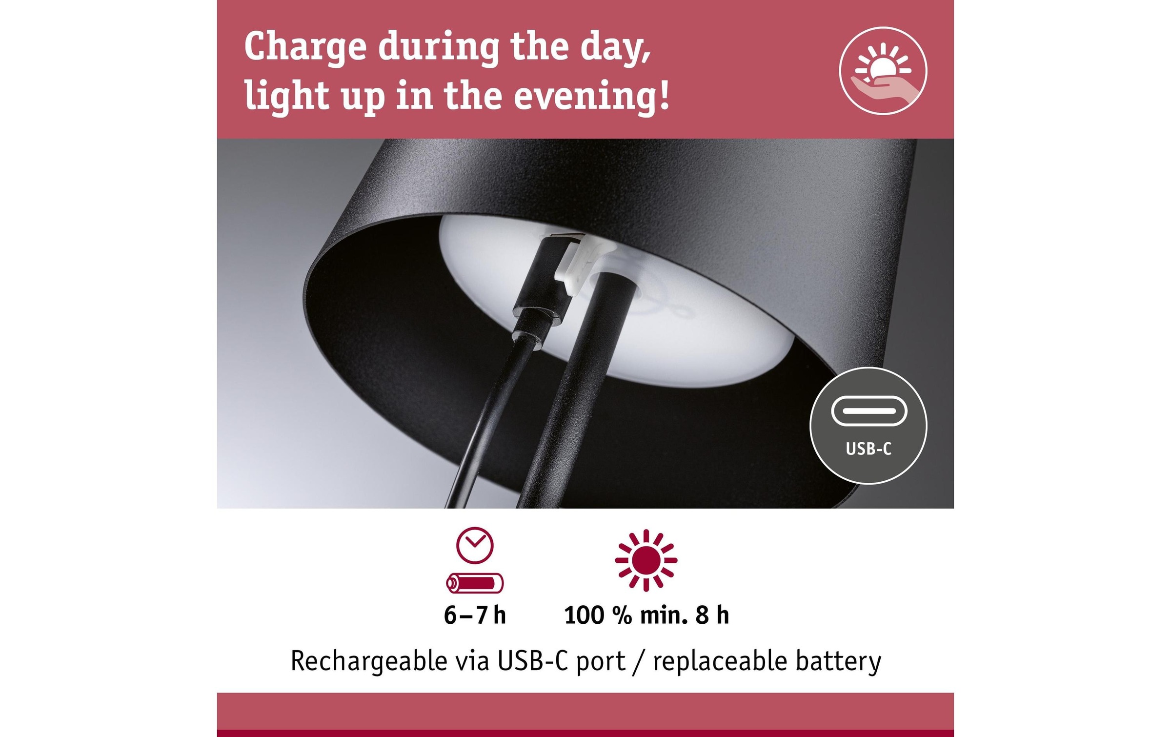 Paulmann LED Aussen-Tischleuchte »Akkuleuchte Gilo IP44 dimmbar« 1 Stk. Warmweiss