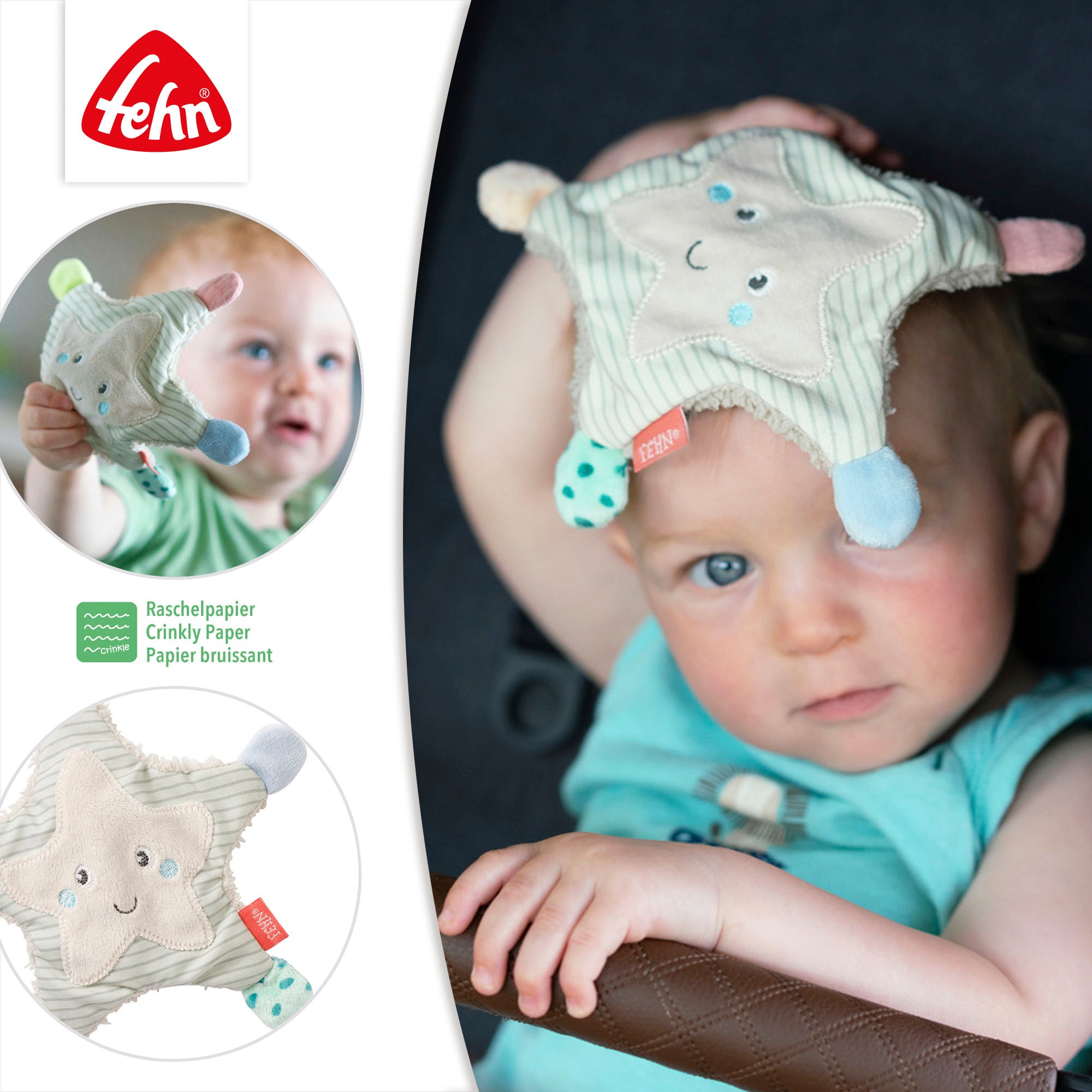 Fehn Schmusetuch »Meereskinder, Geburts-Set klein« Set, 2 Stk. tlg. mit Schmusetuch Seepferd und Knister-Seestern